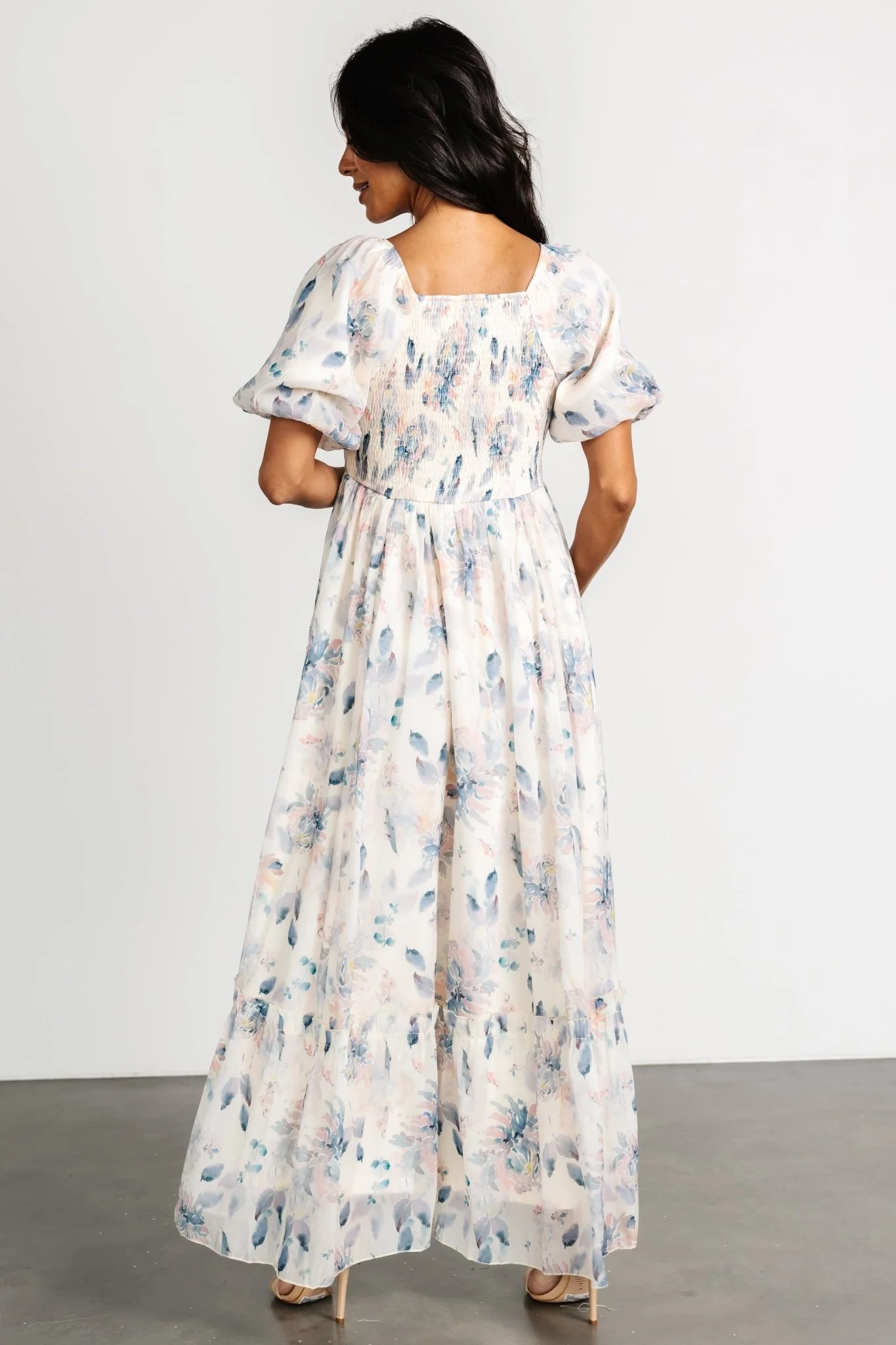 Dalia Maxi Dress | Cream + Blue Floral