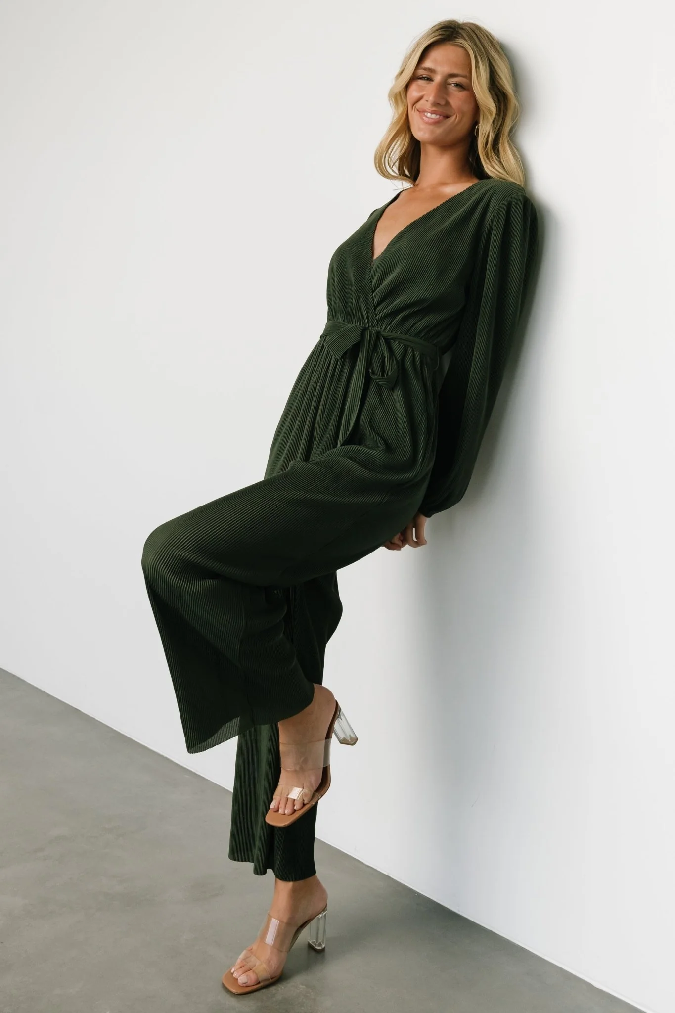 Croft Pleated Jumpsuit | Dark Olive