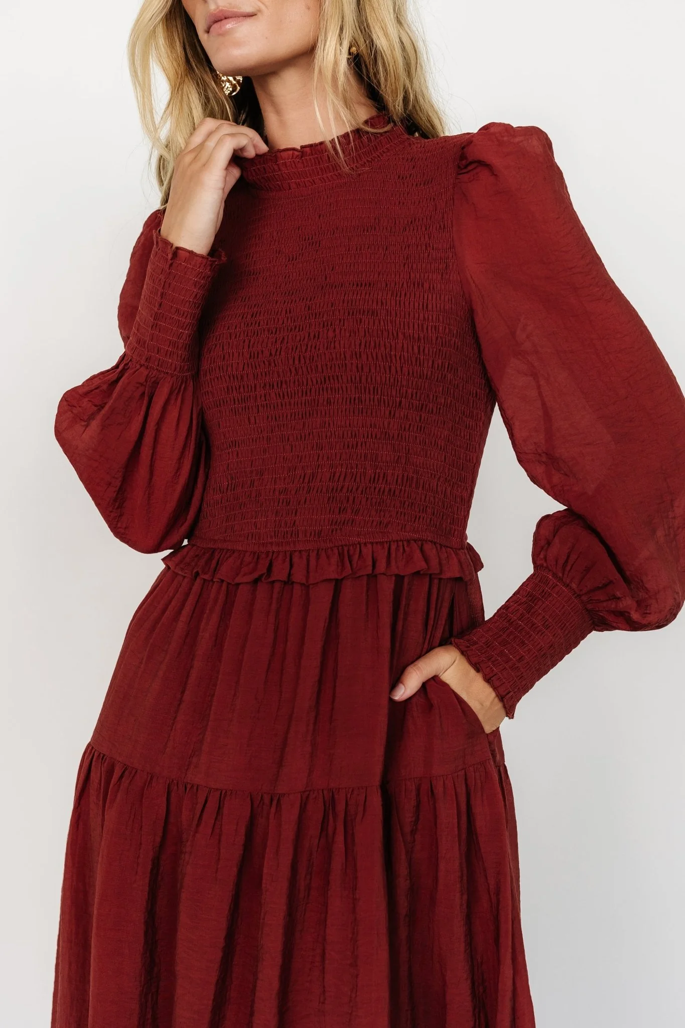 Daria Smocked Maxi Dress | Brick