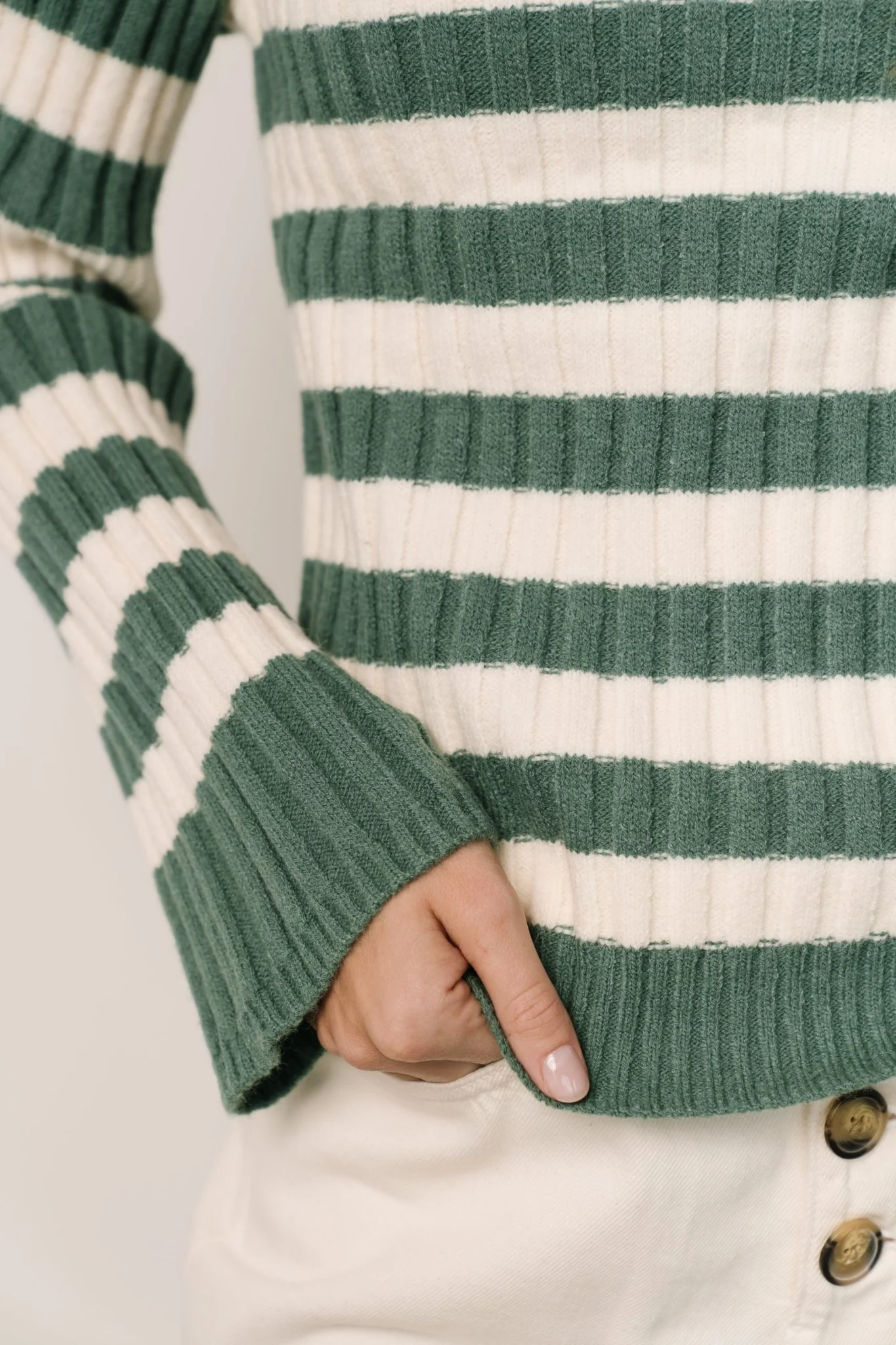 Carrie Striped Sweater | Teal + Ivory