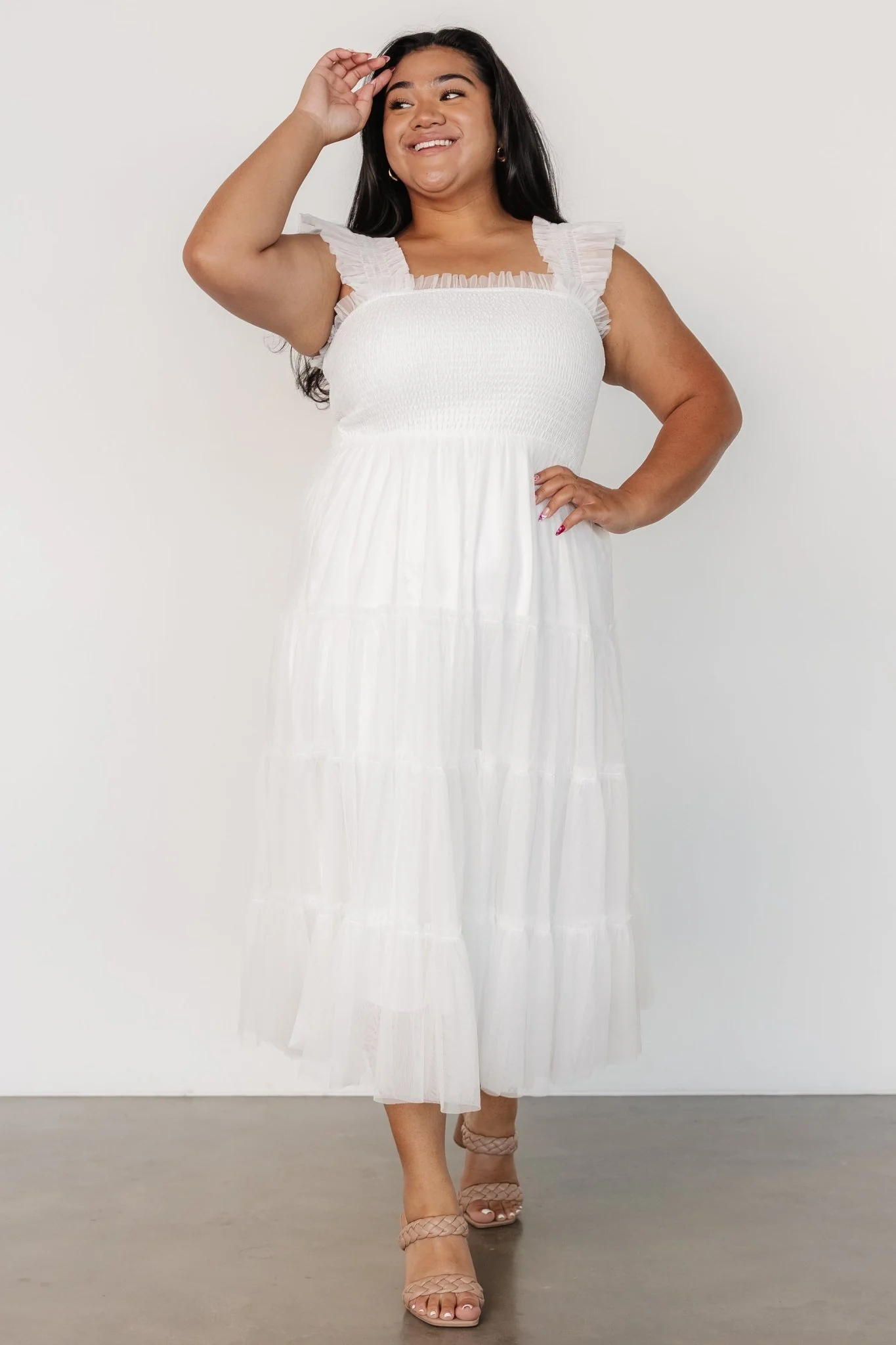 Emma Smocked Tulle Dress | Off White