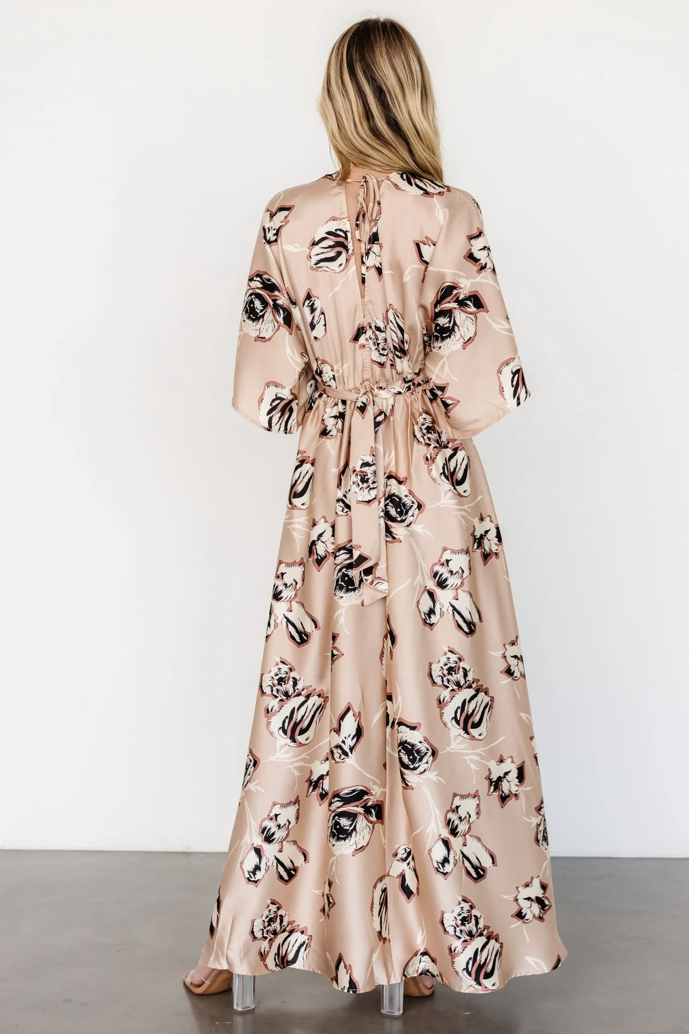 Romilly Satin Maxi Dress | Champagne Print