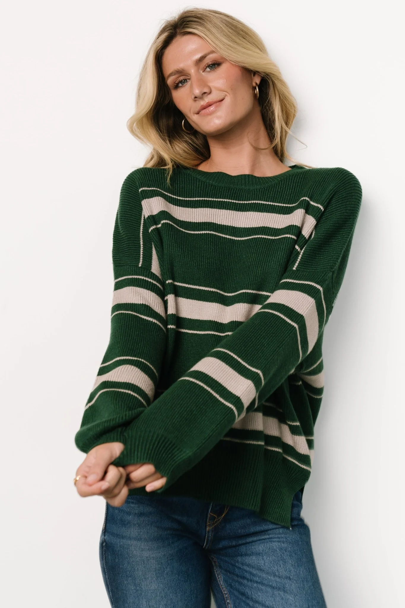 Charlie Striped Sweater | Dark Green