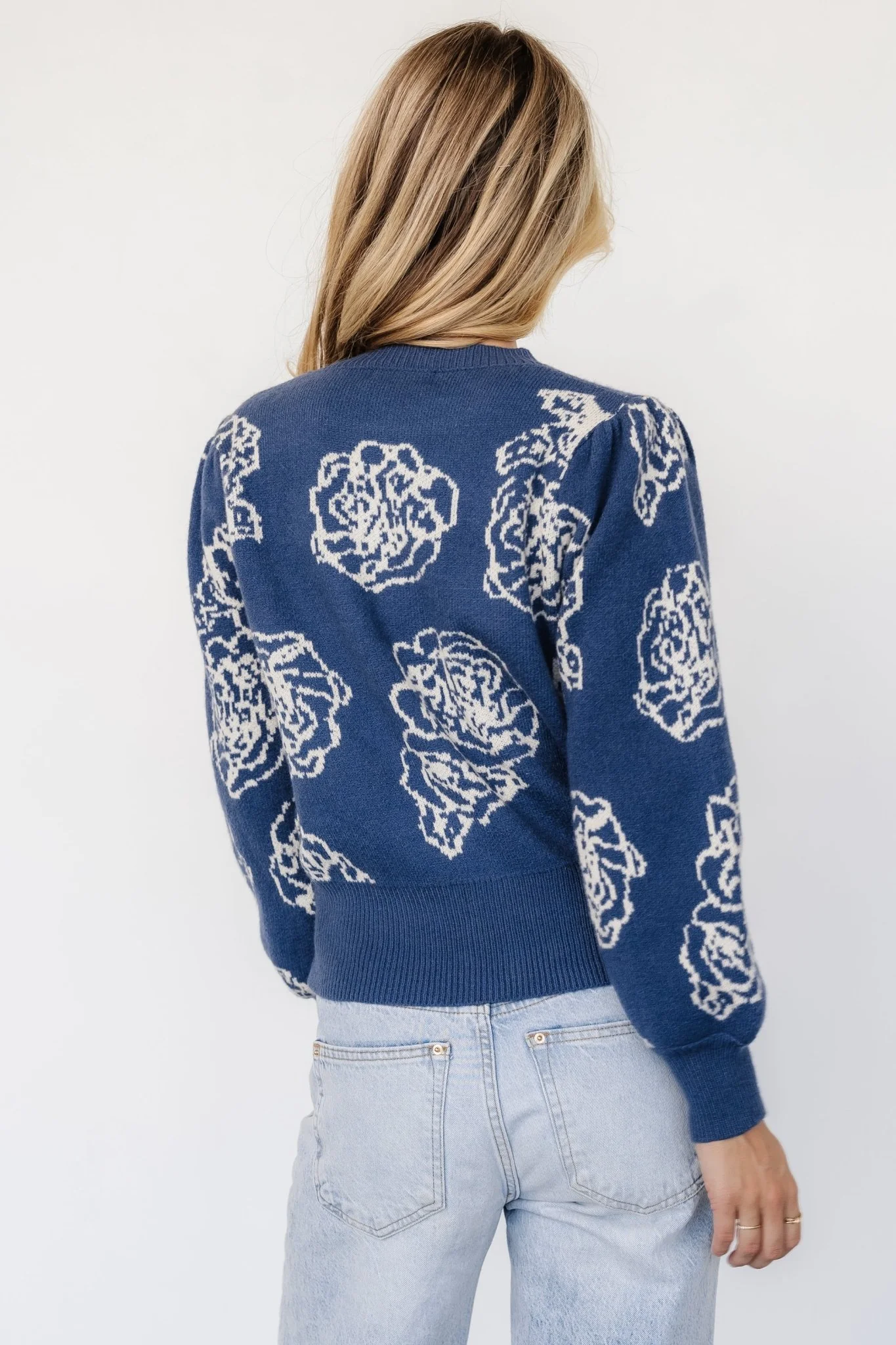 Blake Floral Sweater | Blue + Cream