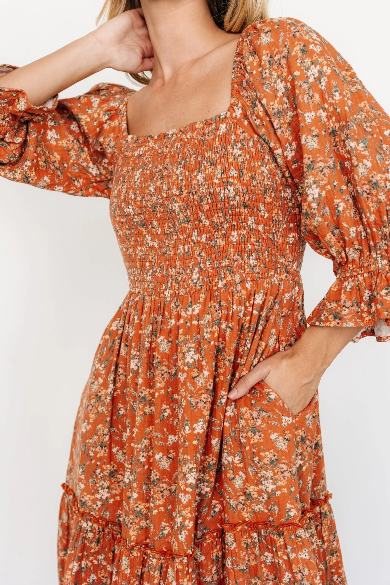 Sedona Smocked Dress | Light Rust