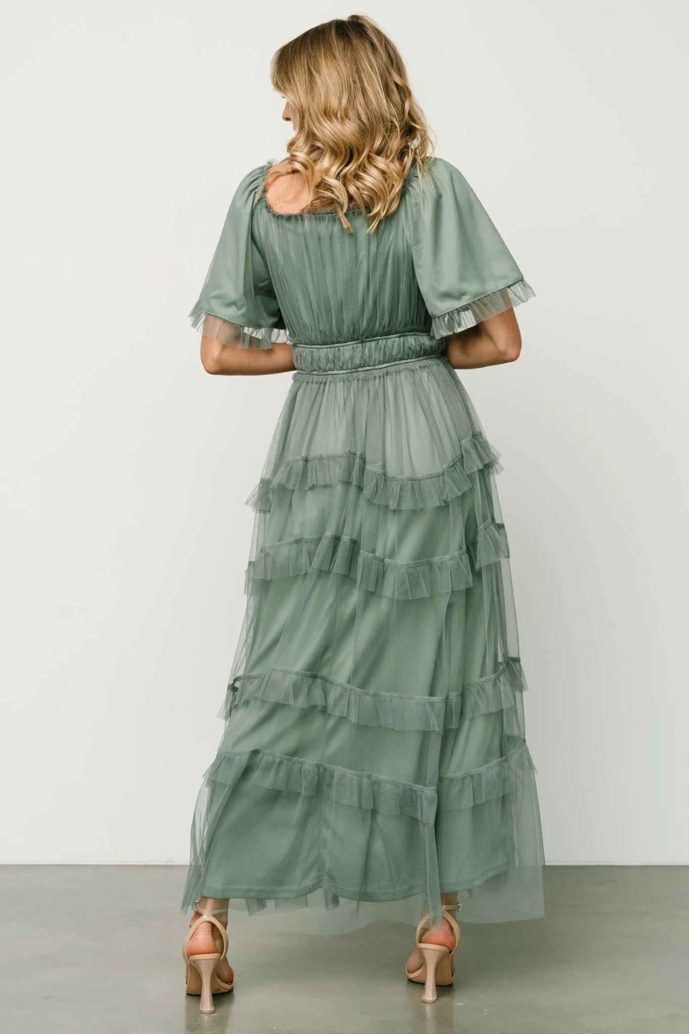 Magdalena Tulle Maxi Dress | Eucalyptus