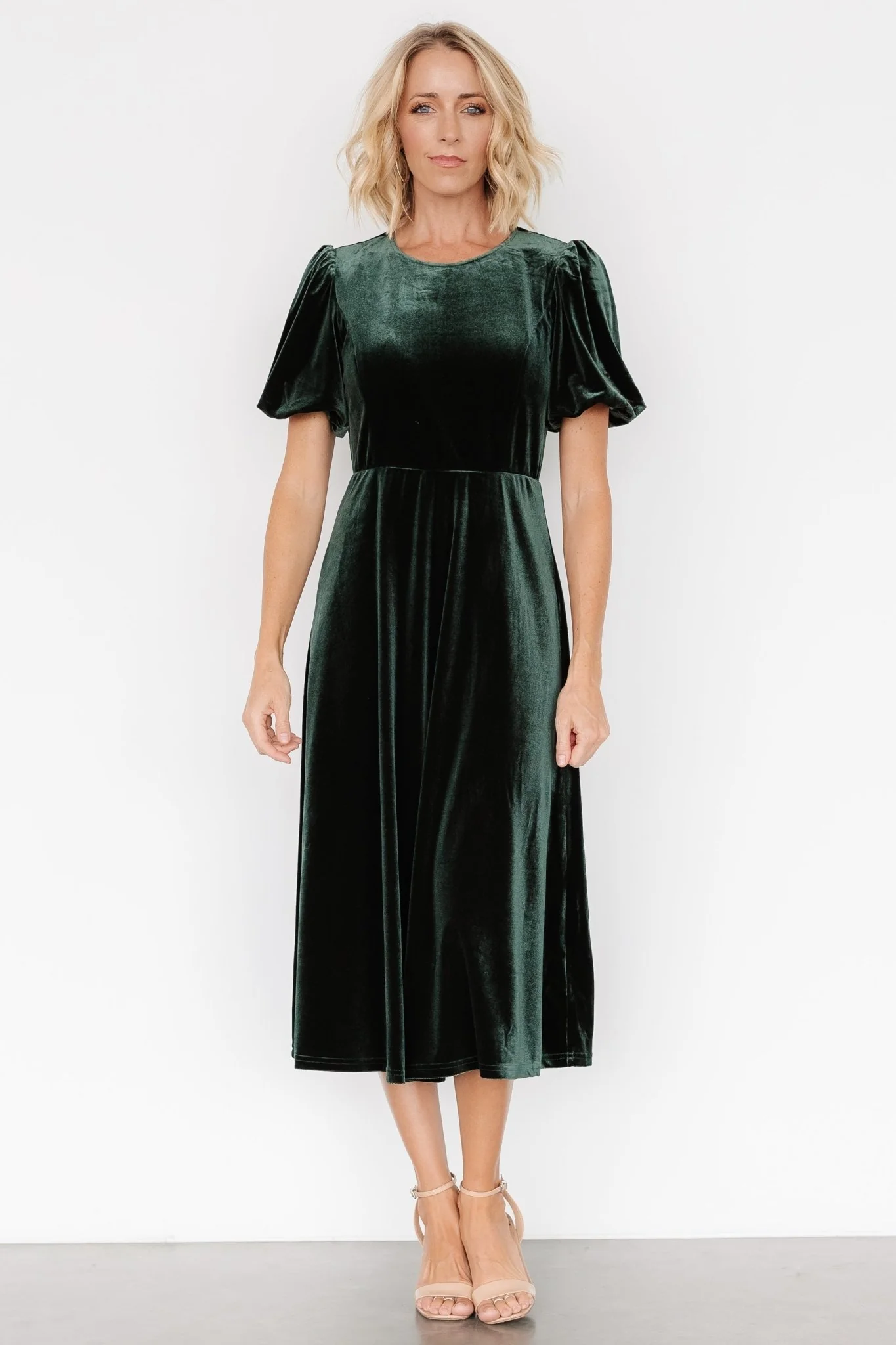 Nita Velvet Midi Dress | Deep Green