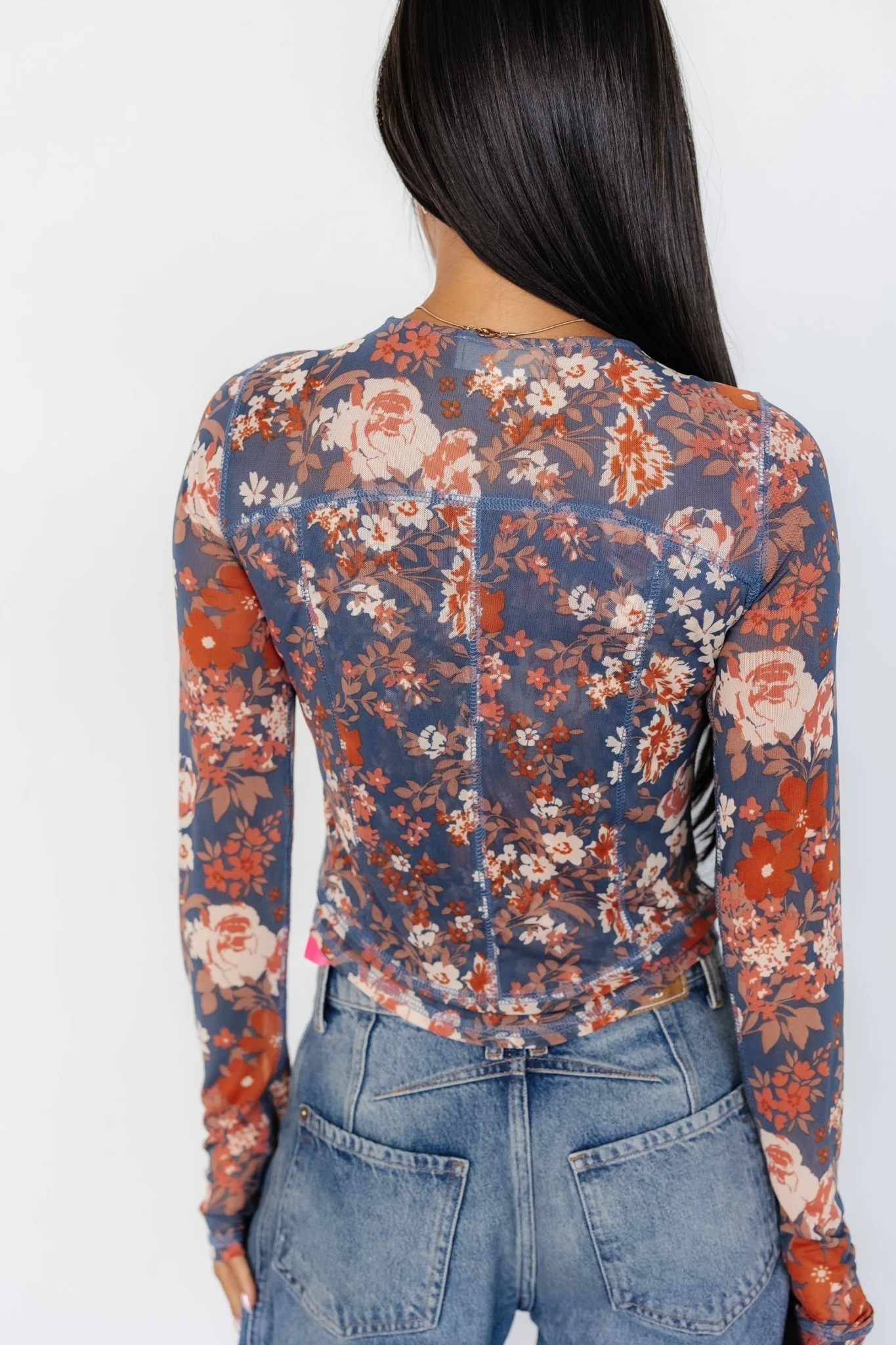 Jaynie Sheer Top | Slate Floral