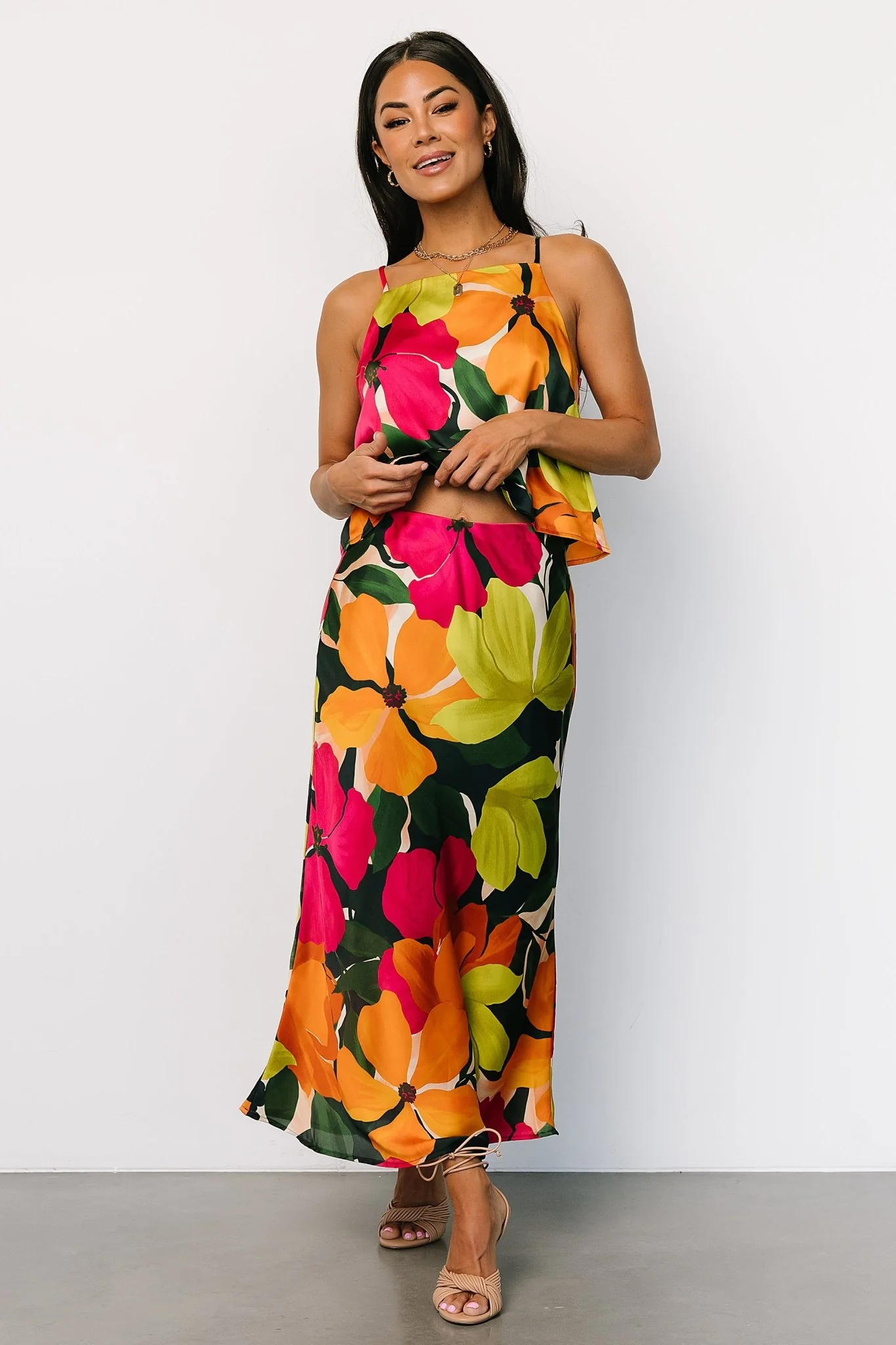 Leland Satin Skirt | Multi Floral