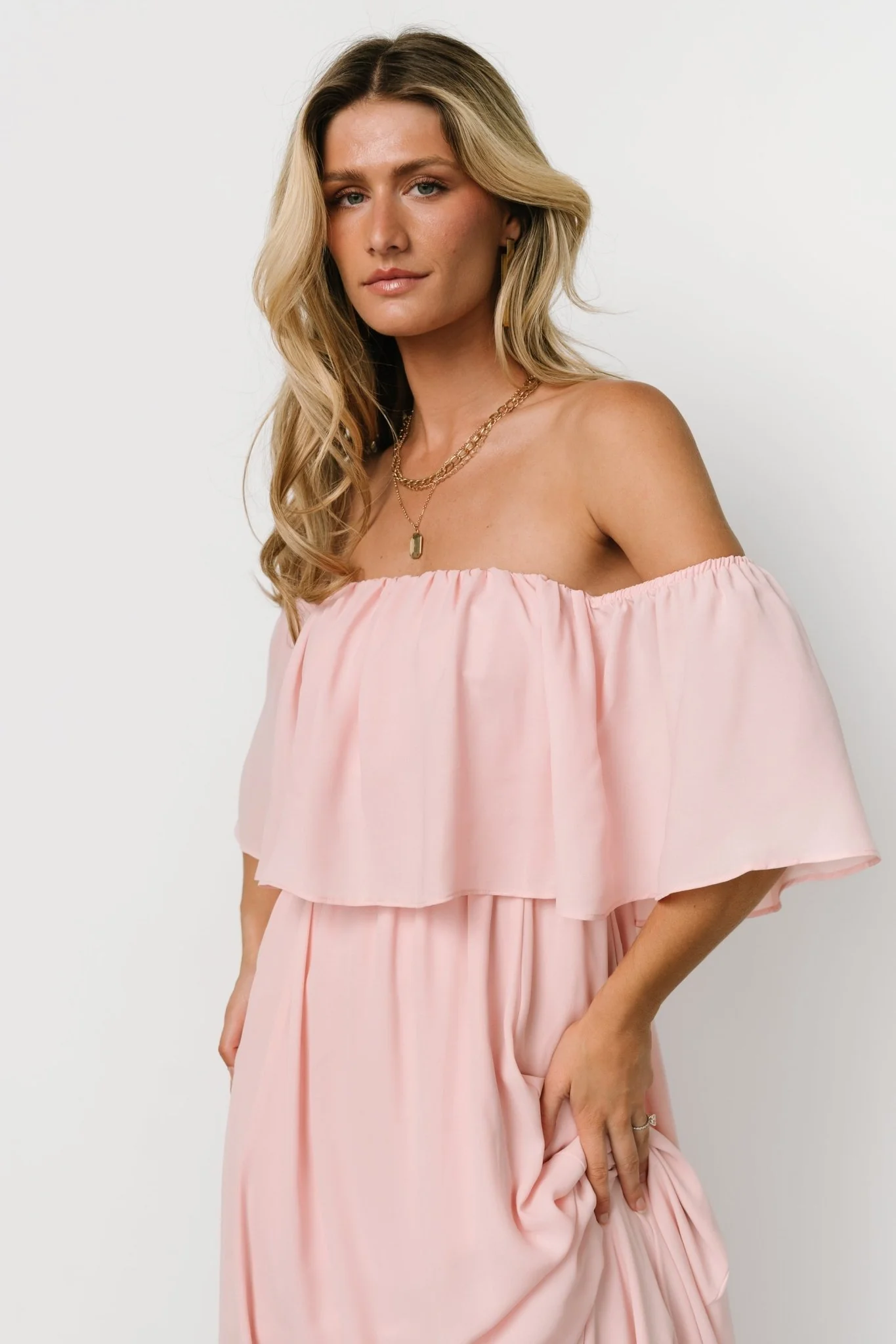 Diana Off Shoulder Maxi Dress | Blush