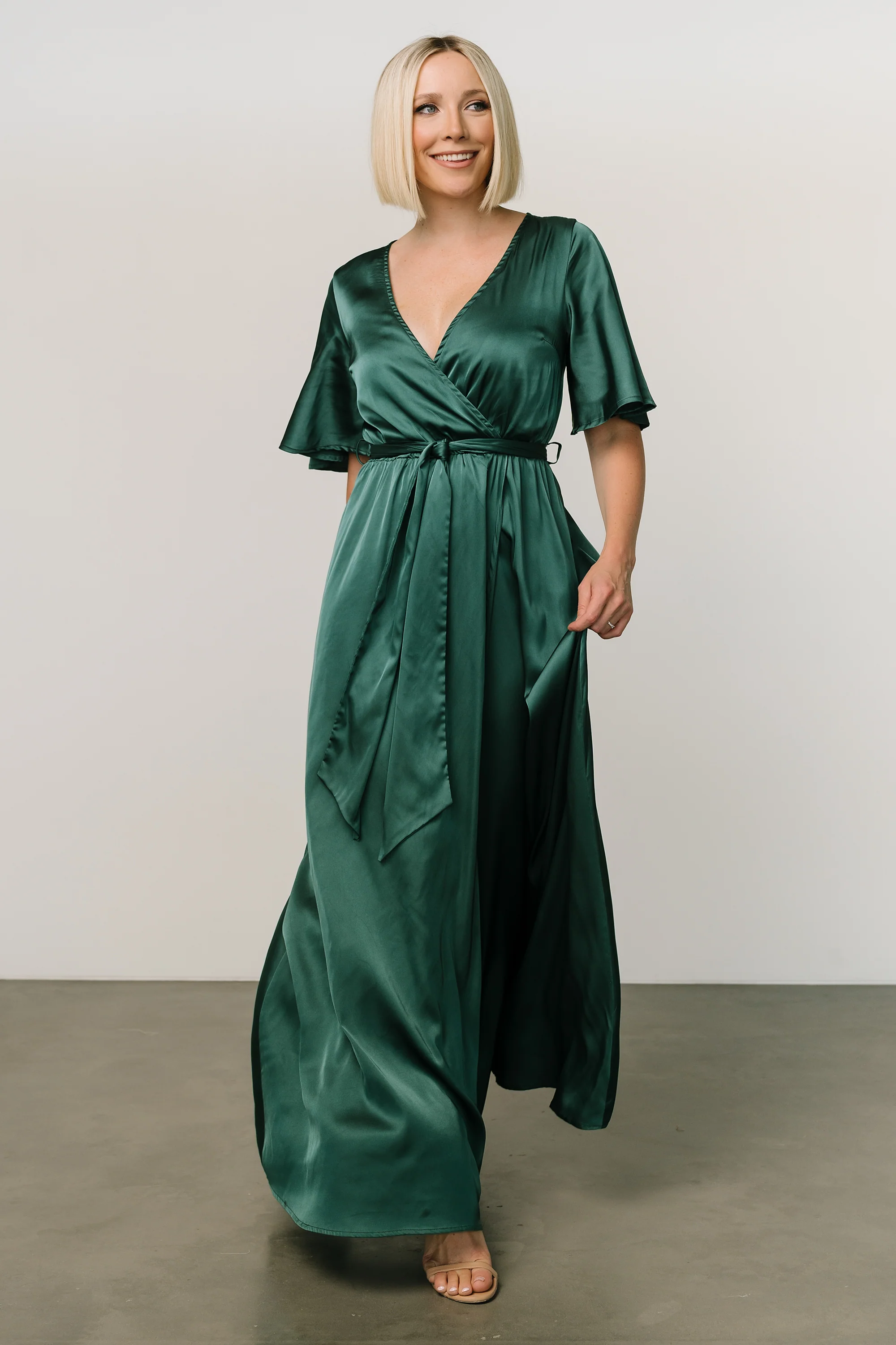 Kensington Satin Maxi Dress | Hunter Green