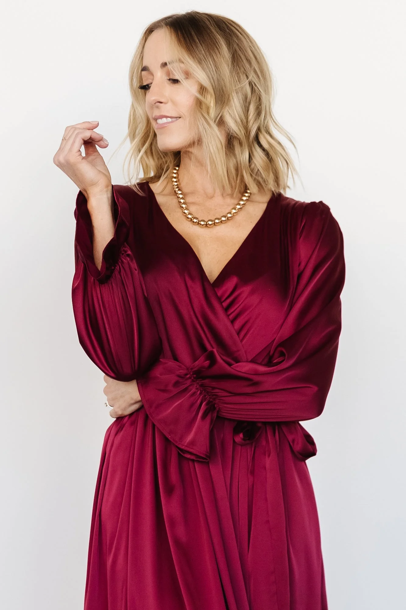 Holly Satin Maxi Dress | Cranberry