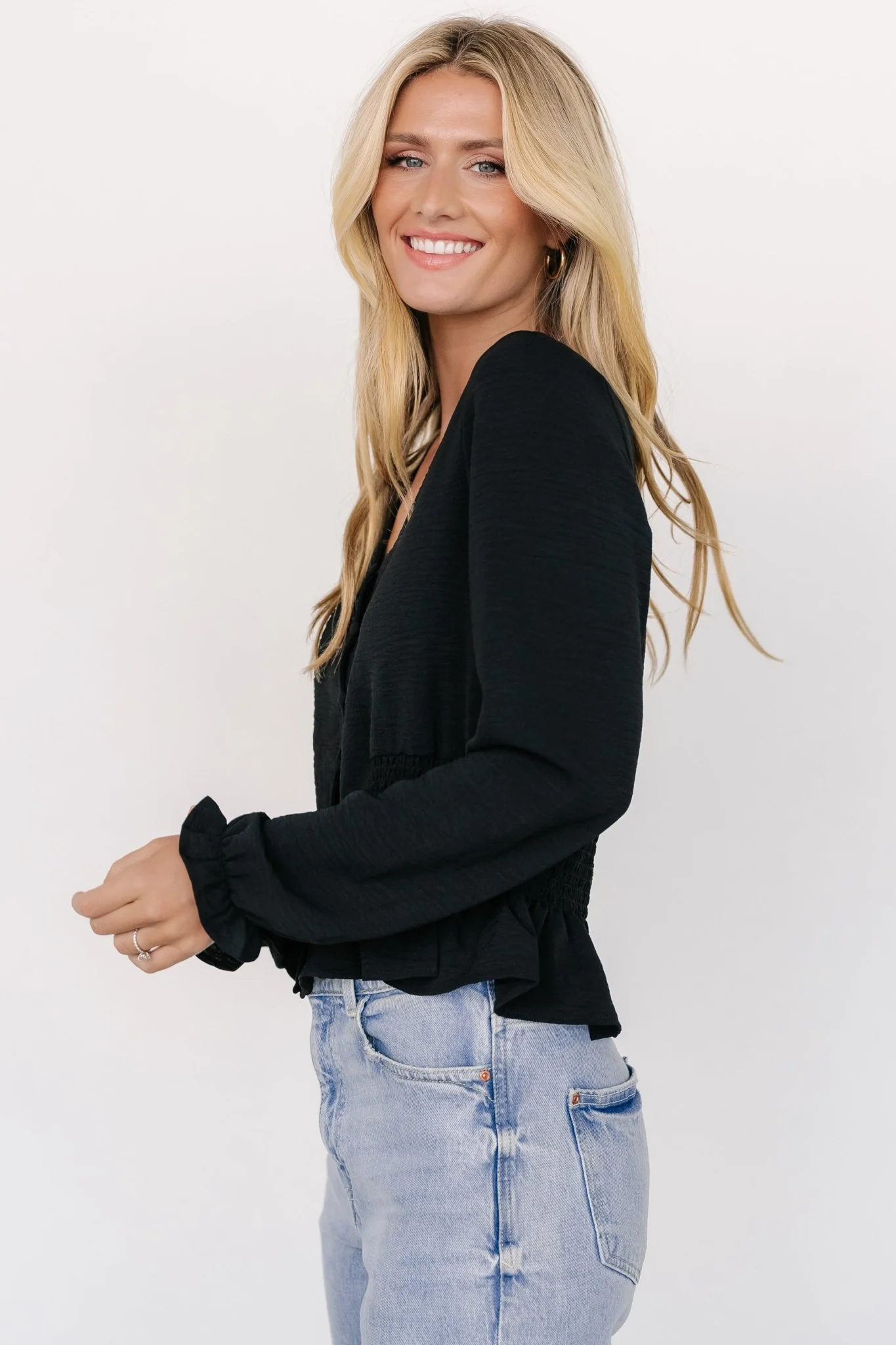 Siena Button Top | Black