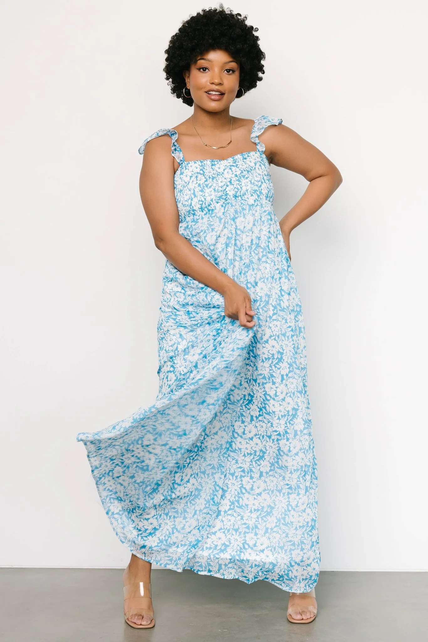 Evanthe Maxi Dress | Blue + White Floral