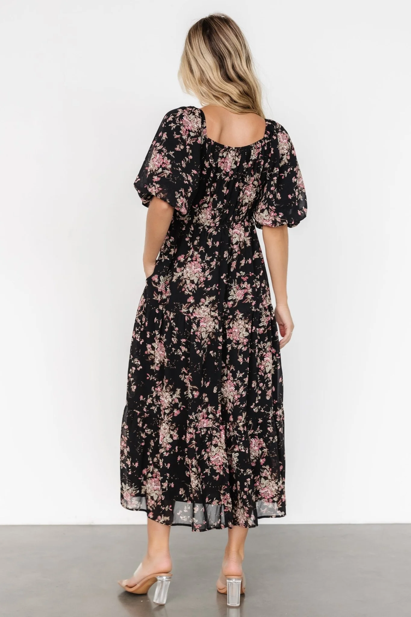 Evelette Dress | Black + Mauve Floral