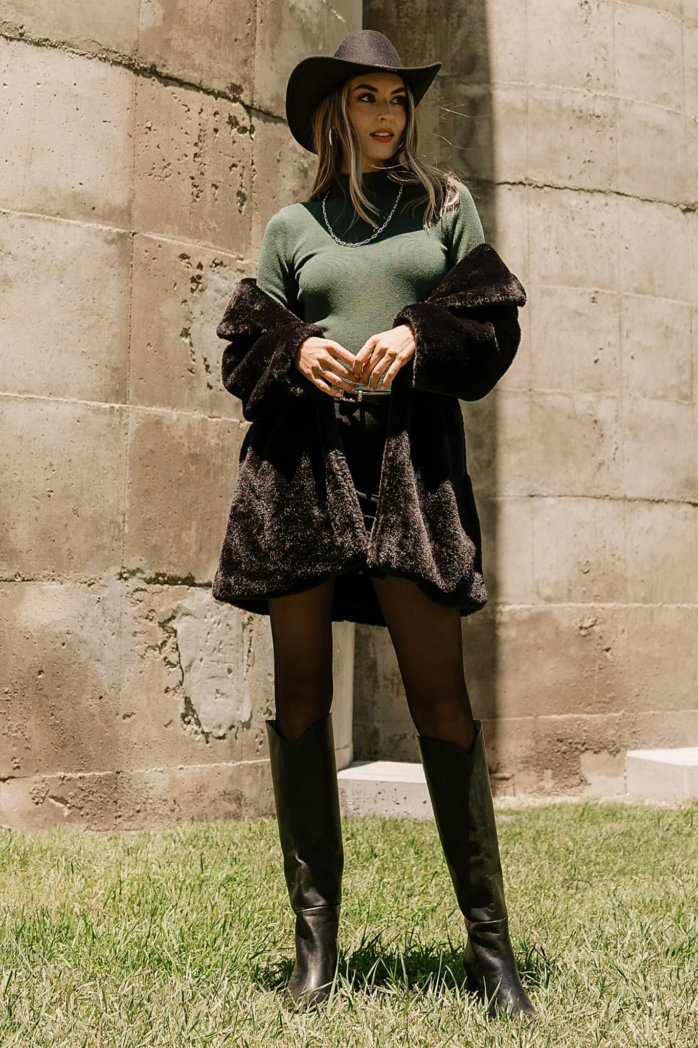 Narla Faux Fur Coat | Black