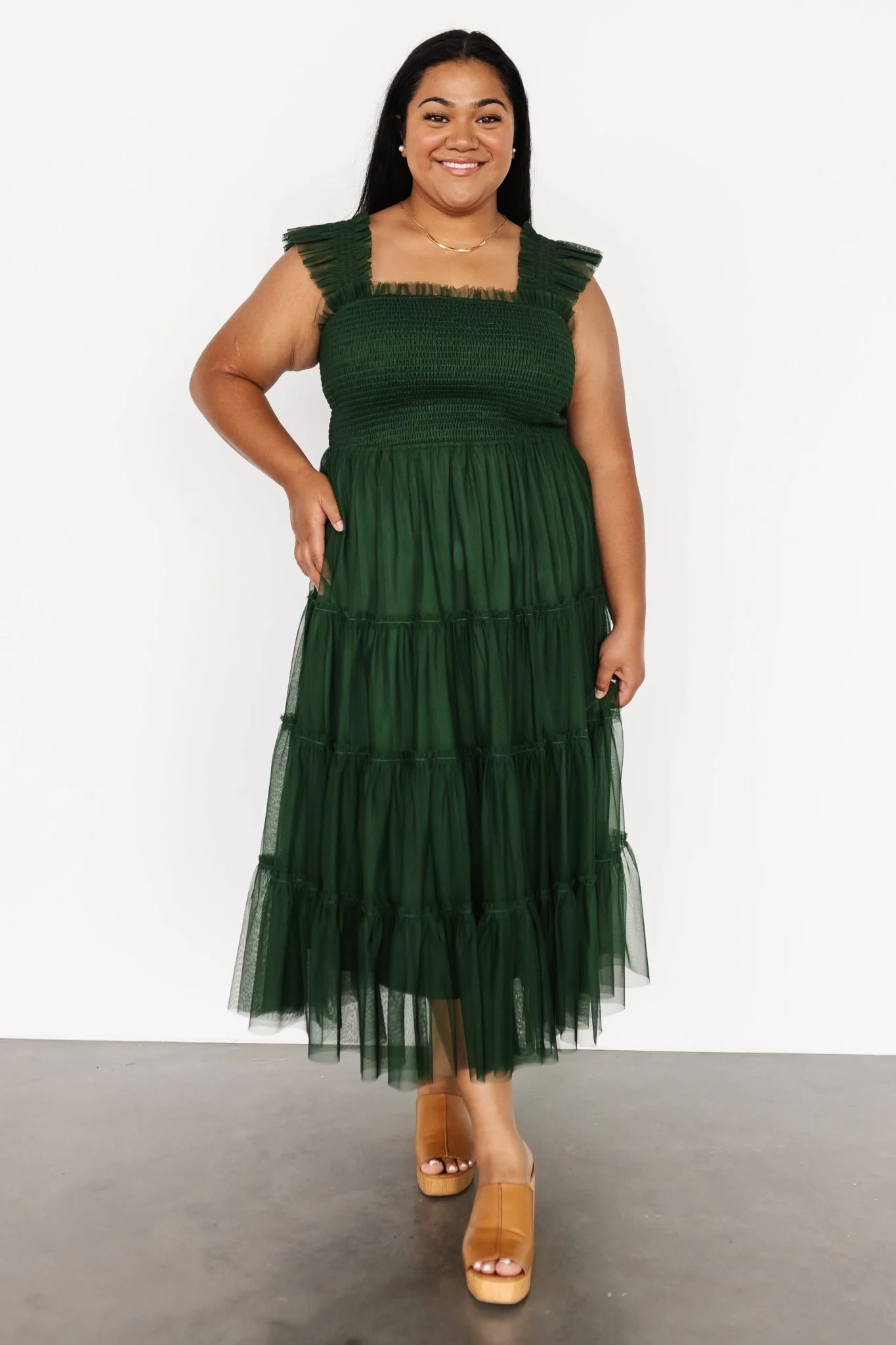 Emma Smocked Tulle Dress | Green