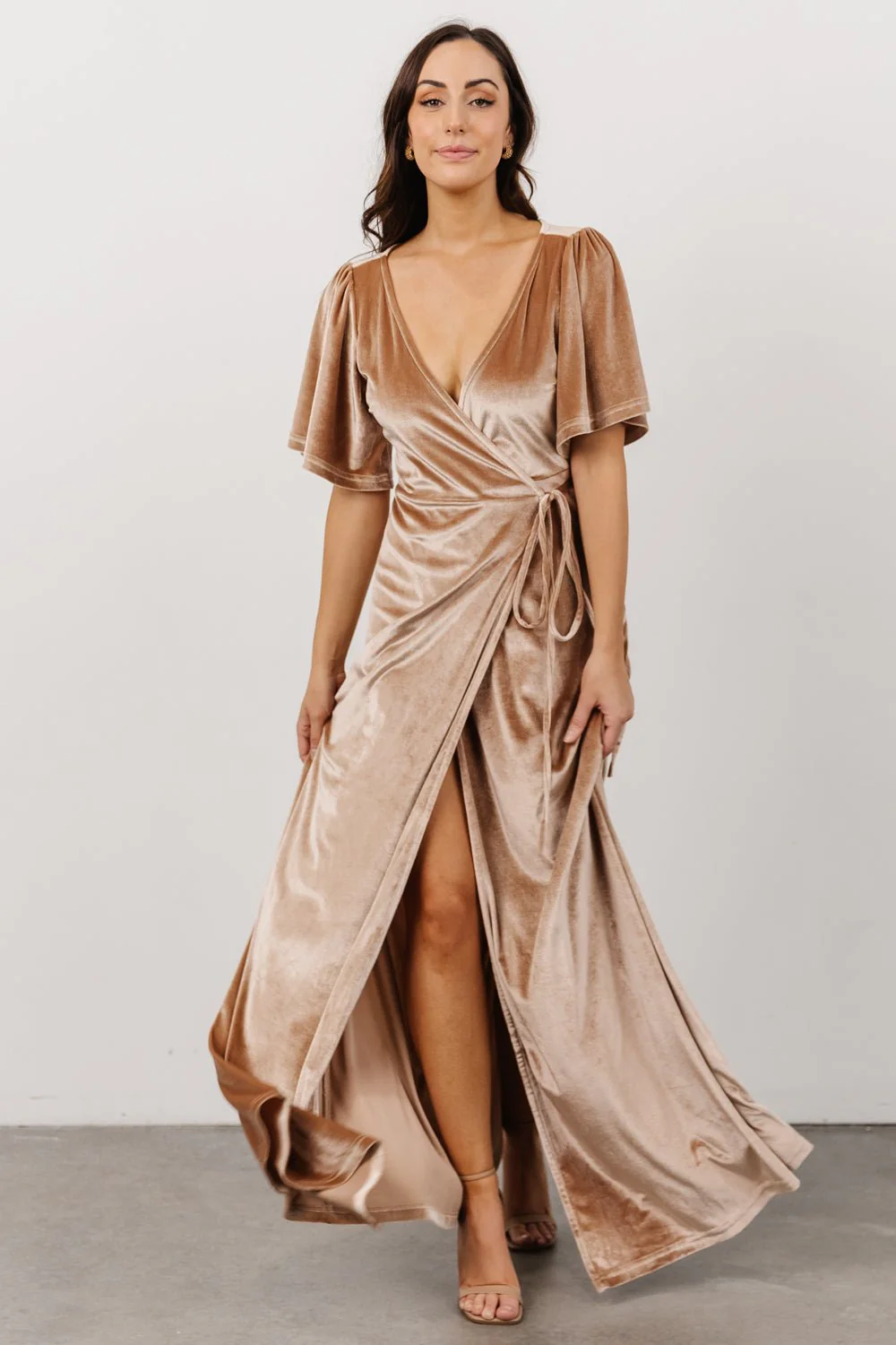 Meghan Velvet Wrap Maxi Dress | Champagne