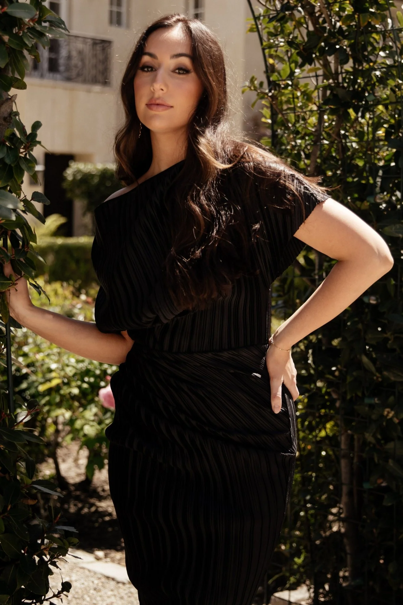 Winslow Pleated Midi Dress | Black