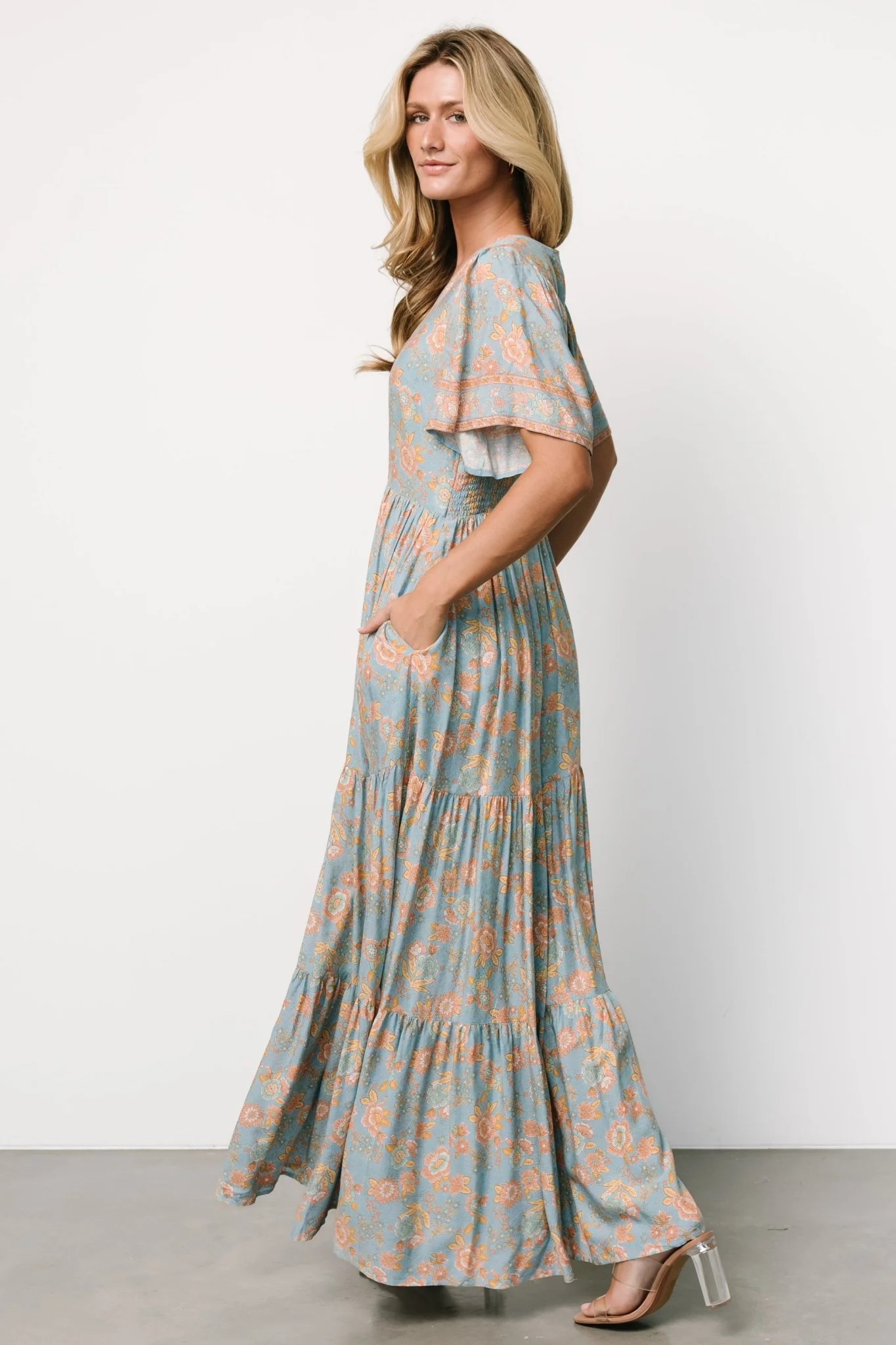 Cheryl Maxi Dress | Dusty Blue Floral
