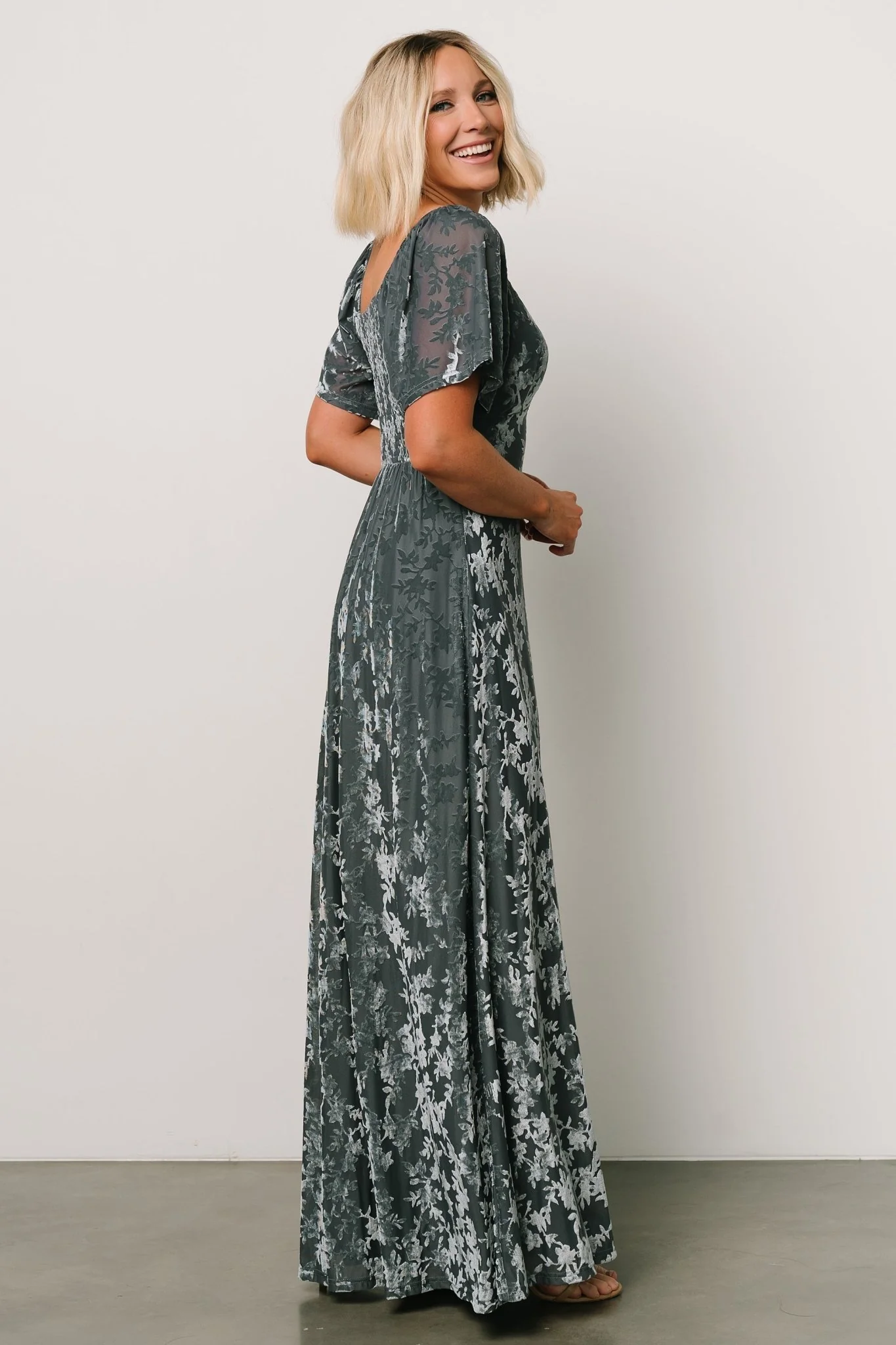 Everley Velvet Maxi Dress | Dusty Blue