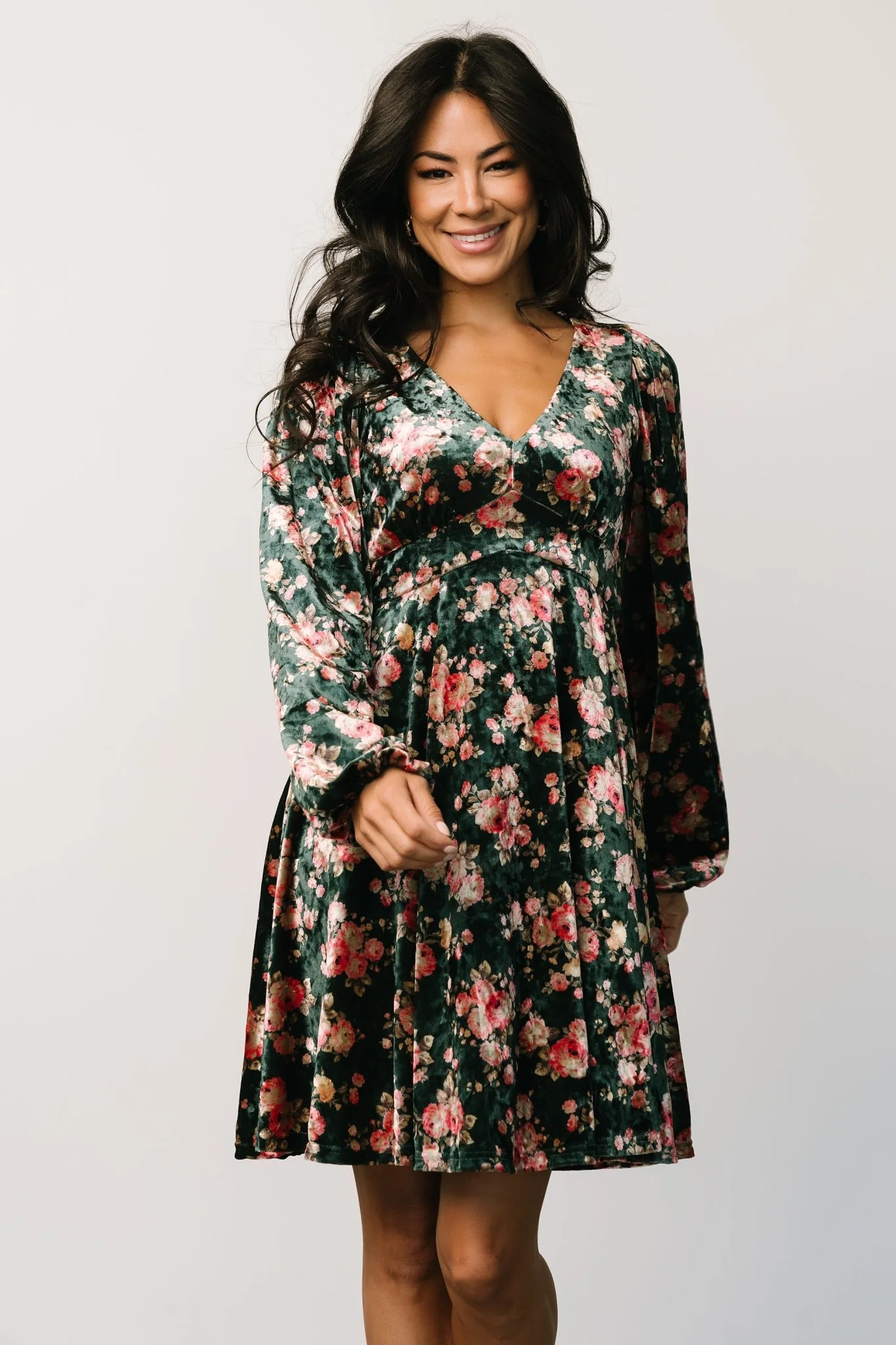 Teri Velvet Short Dress | Forest Multi