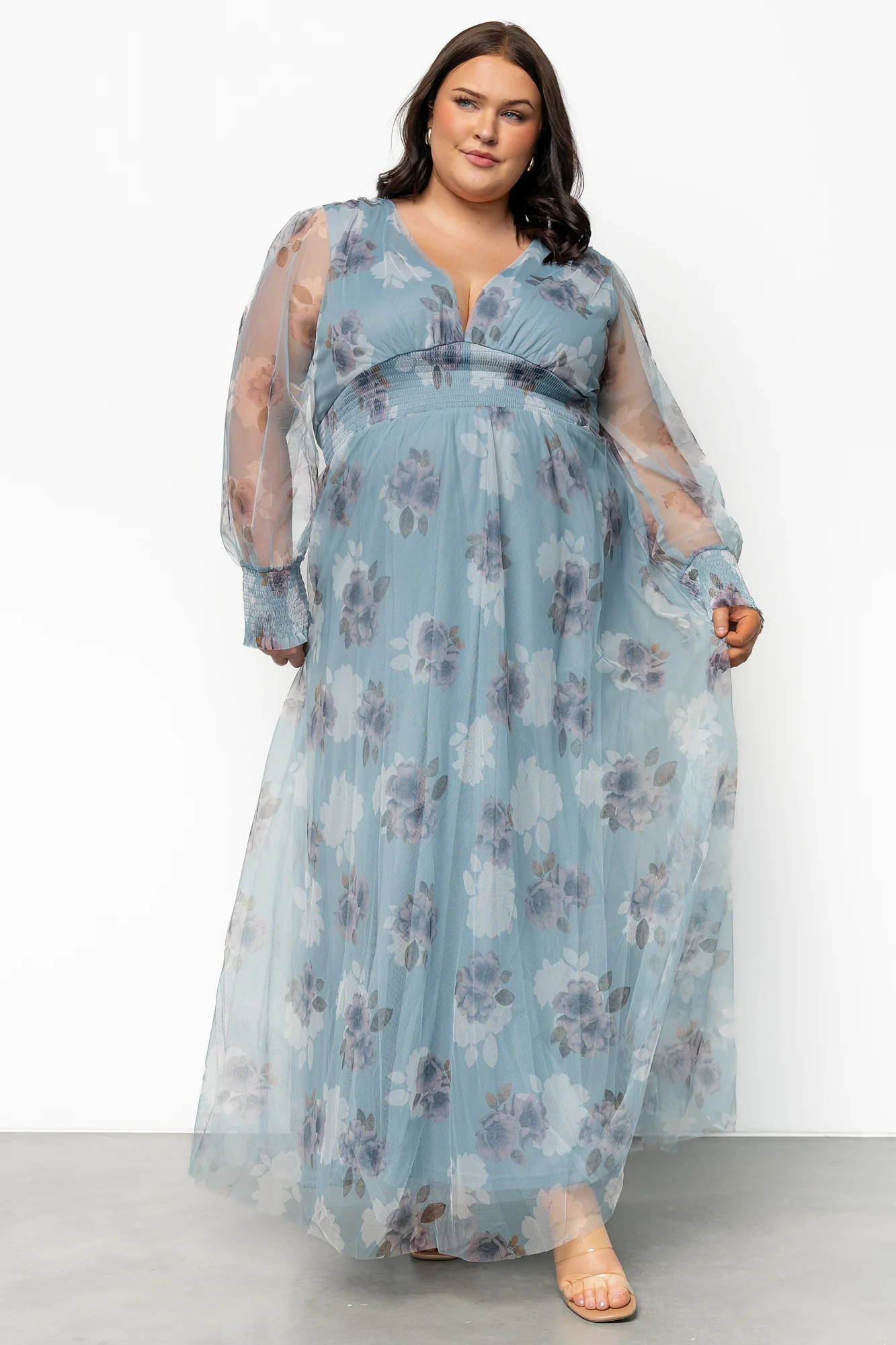 Layla Tulle Maxi Dress | Light Blue Floral