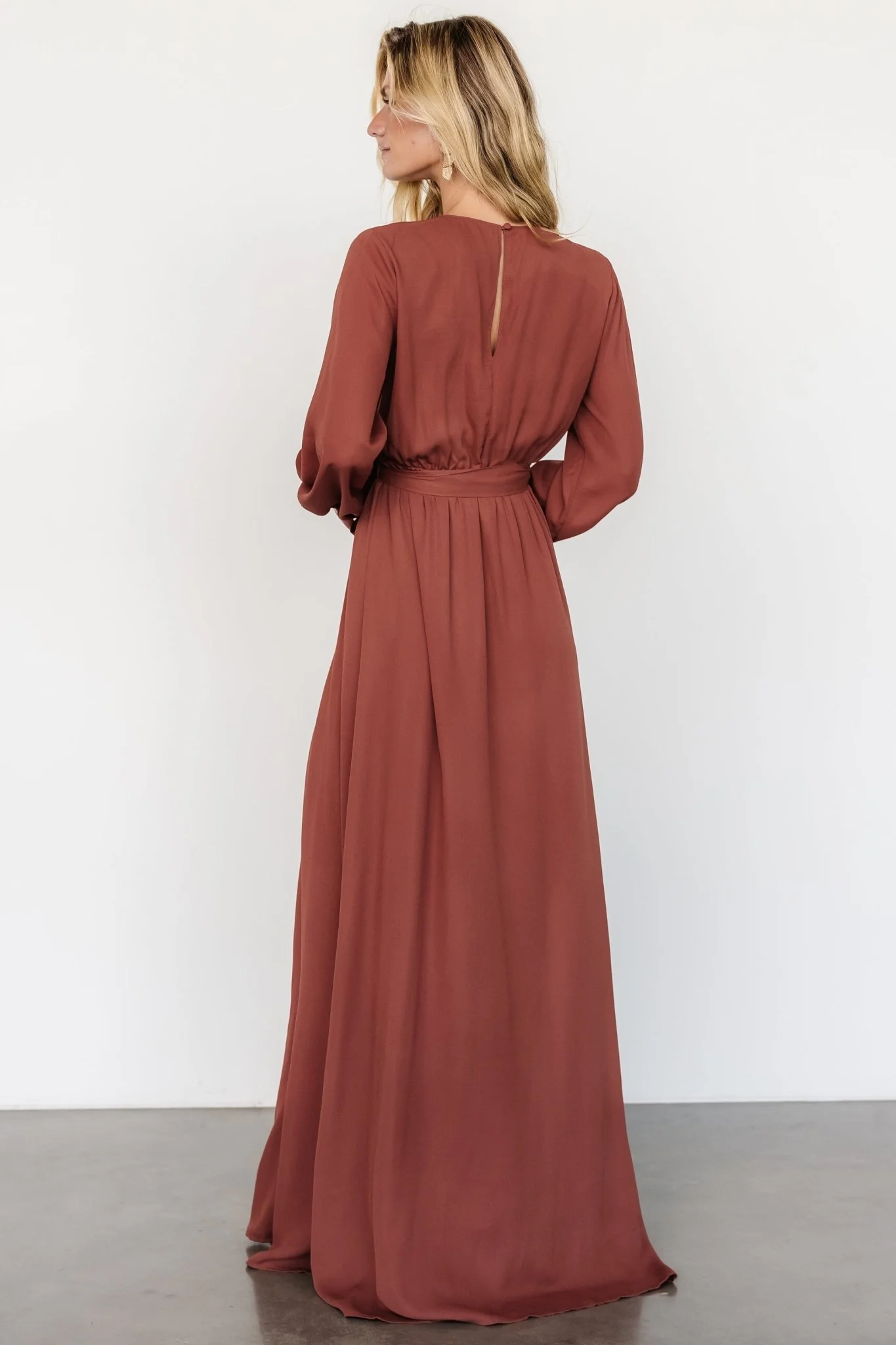 Breanne Faux Wrap Maxi Dress | Dusty Rust