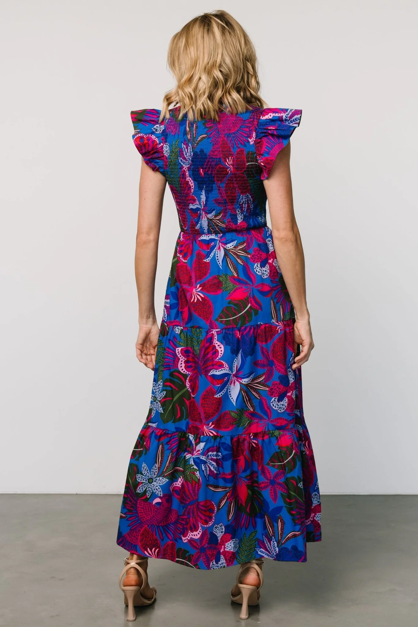 Ranchero Smocked Maxi Dress | Cobalt + Fuchsia Print