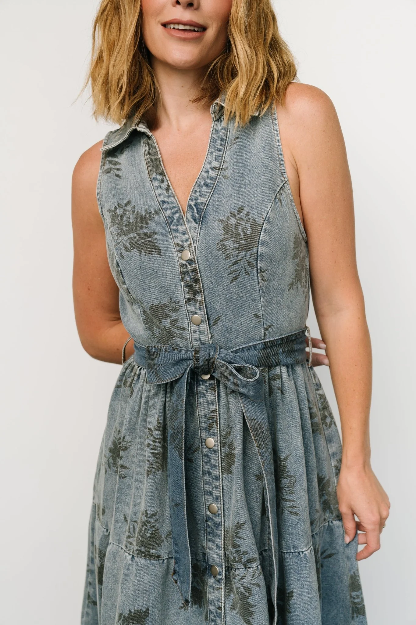 Bernadette Sleeveless Denim Dress | Washed Blue