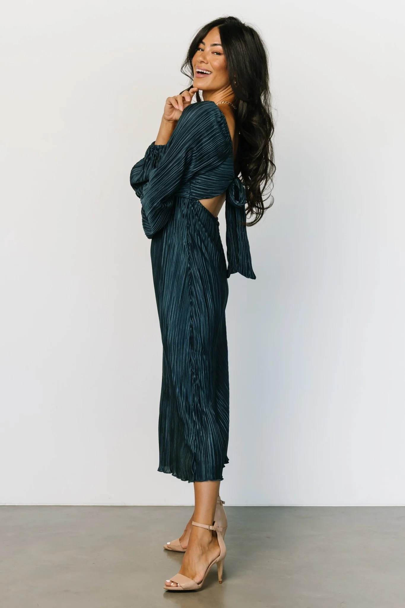 Amani Pleated Midi Dress | Peacock