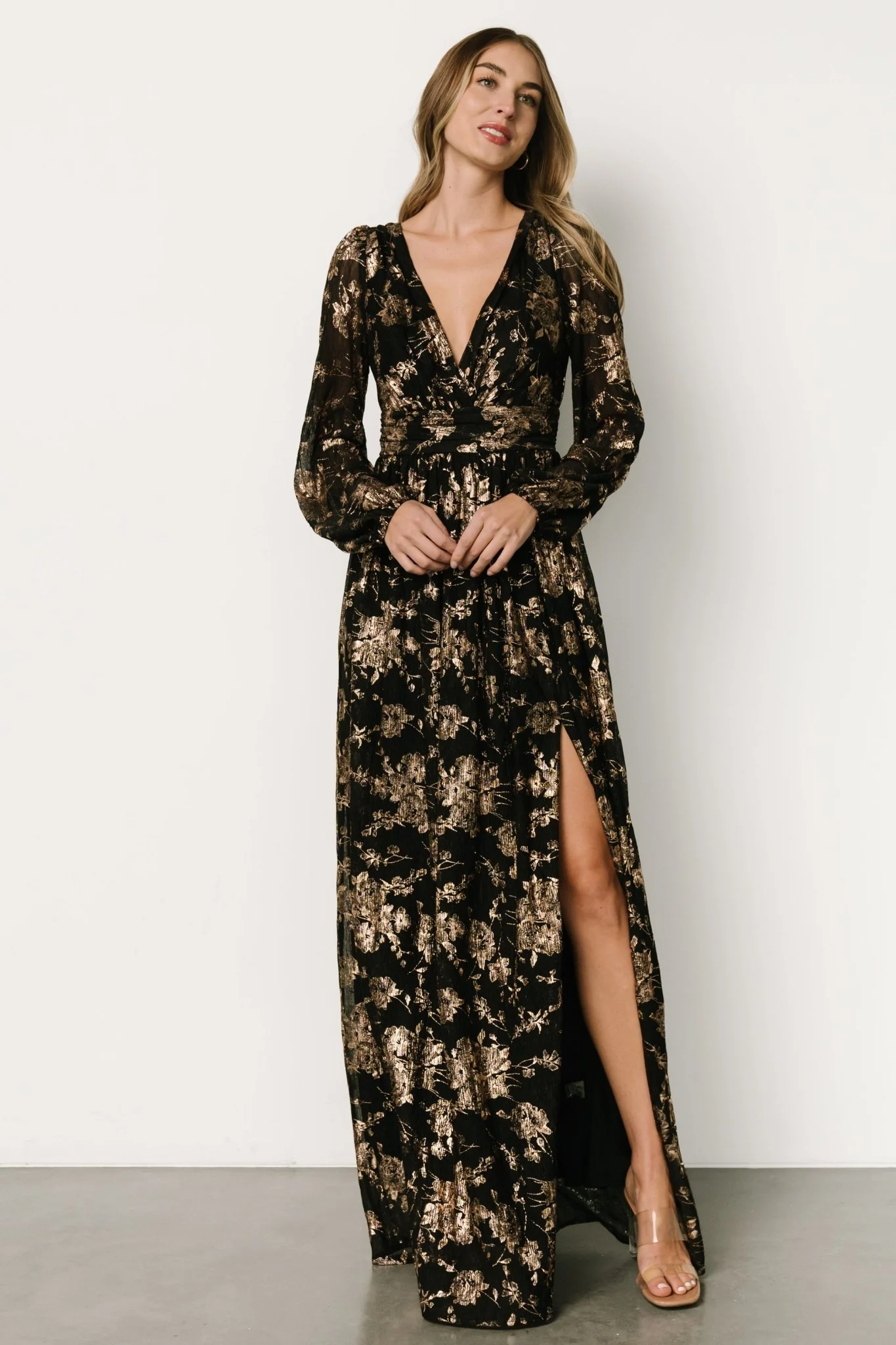 Charlene Maxi Dress | Black + Gold