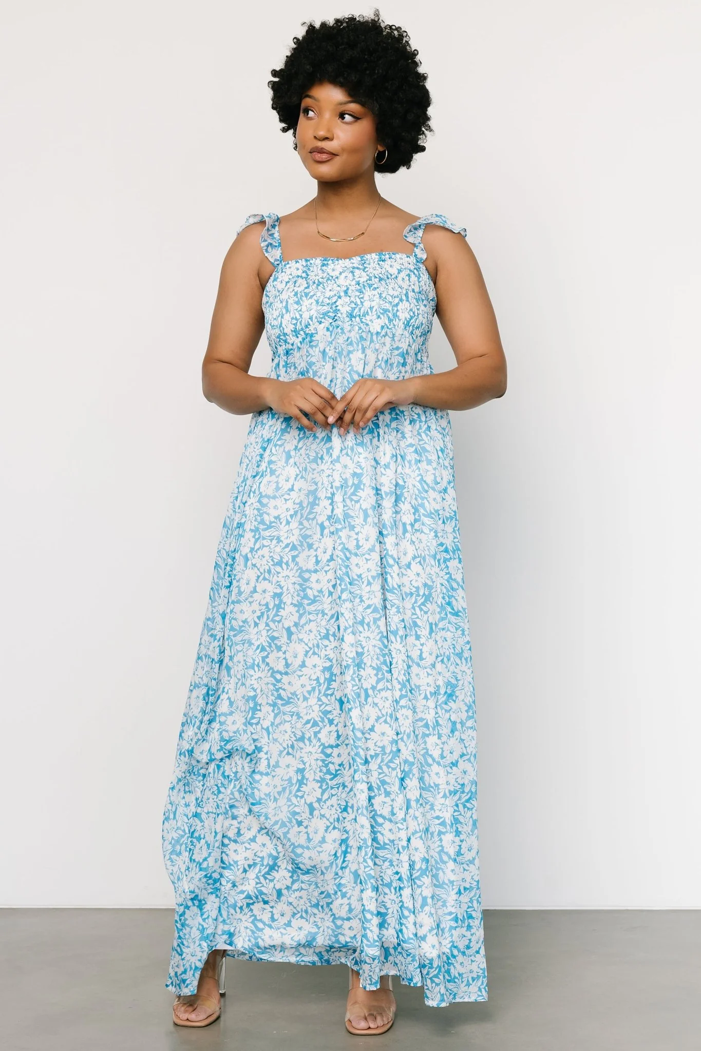 Evanthe Maxi Dress | Blue + White Floral