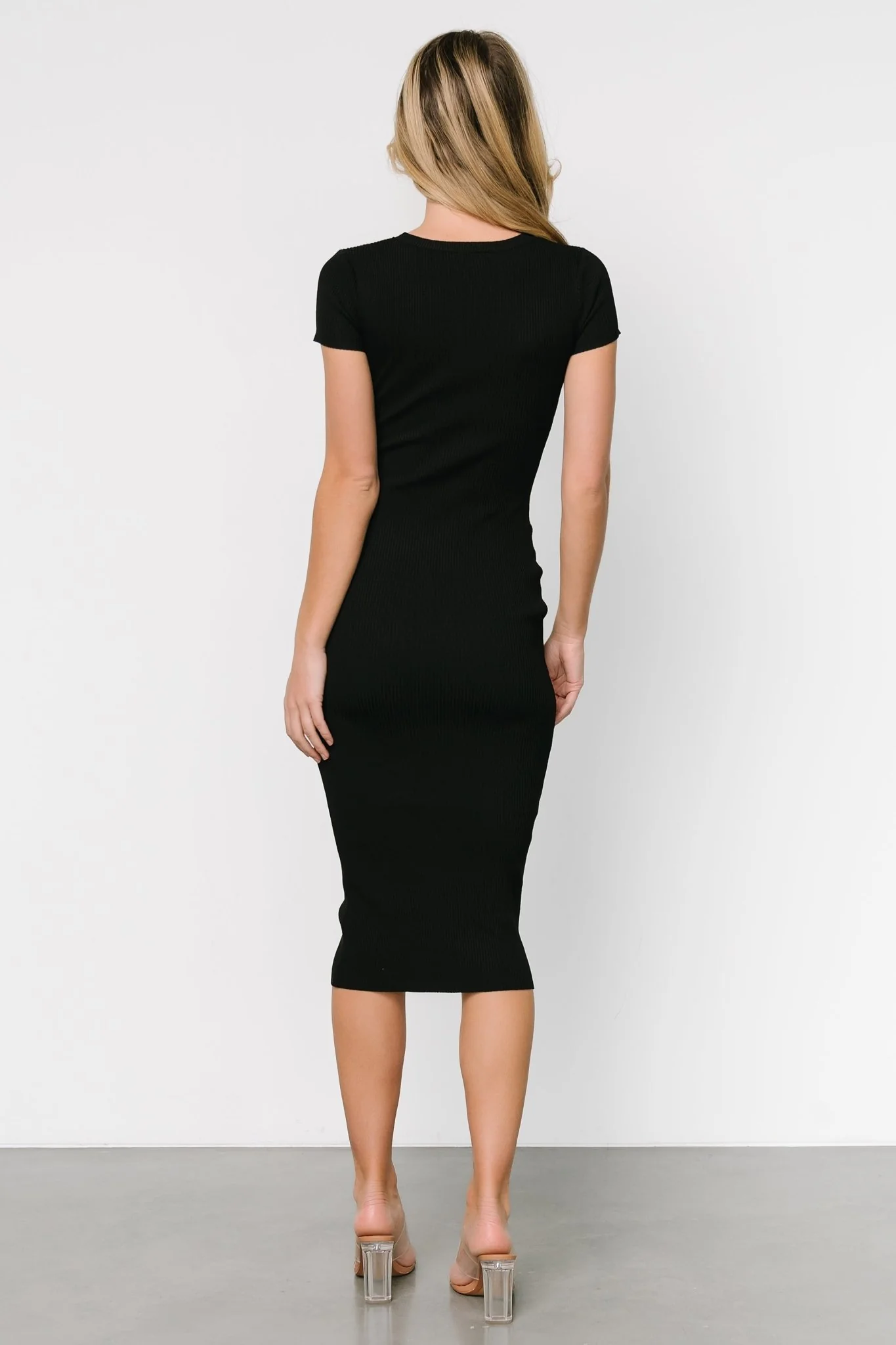 Dana Ribbed Midi Dress | Black