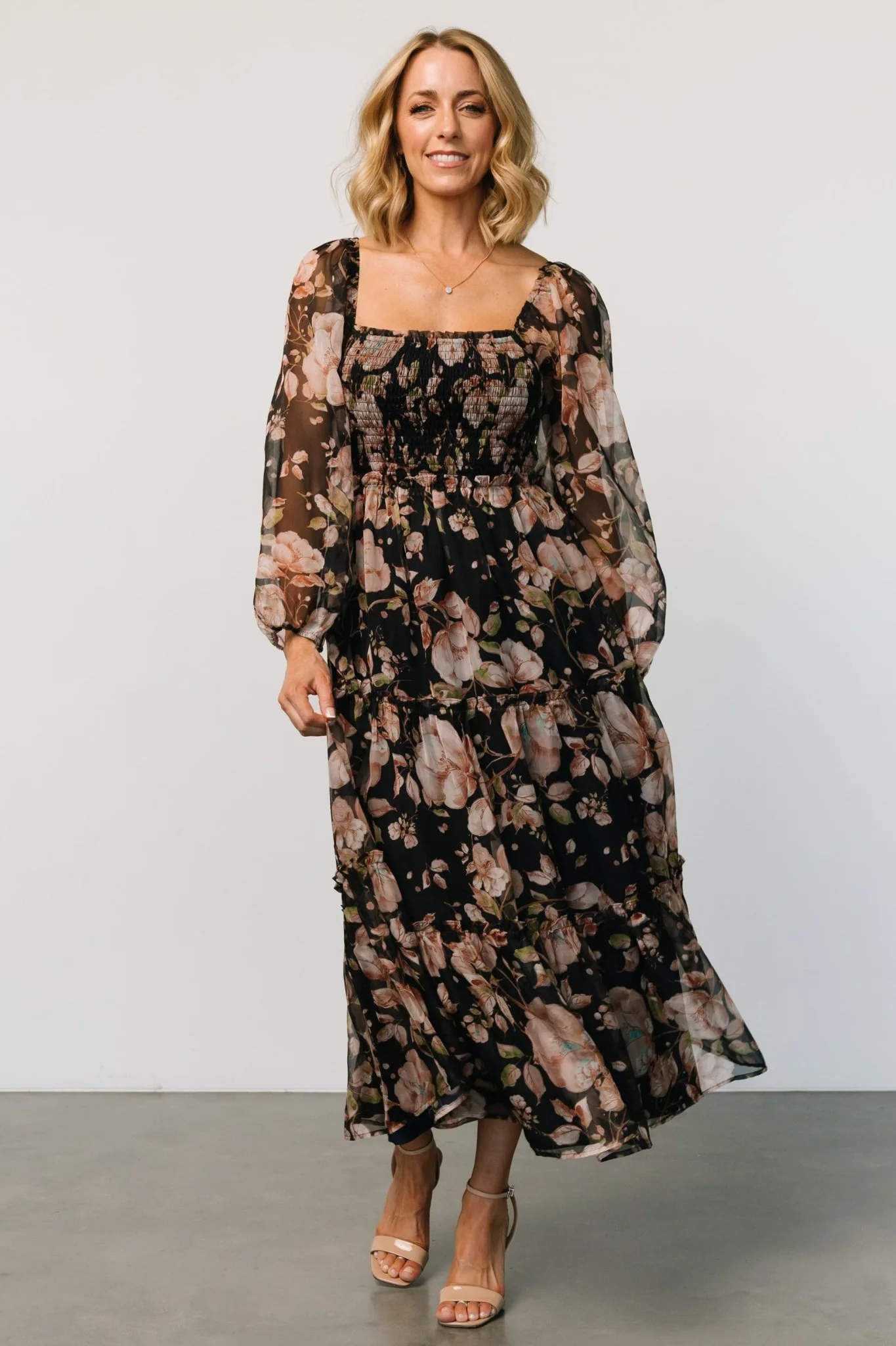 Adeline Smocked Maxi Dress | Midnight Floral