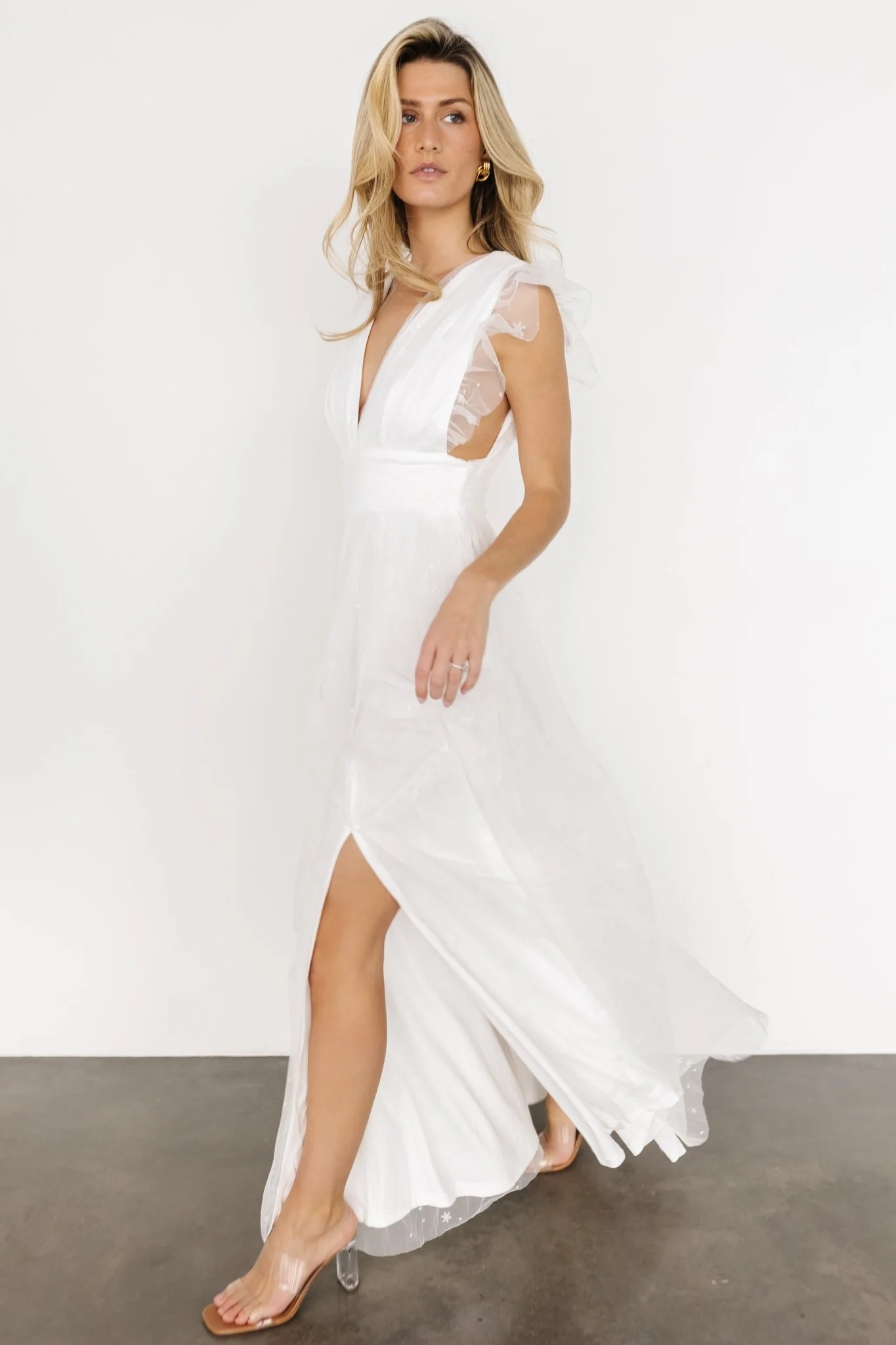 Nova Shimmer Maxi Dress | White