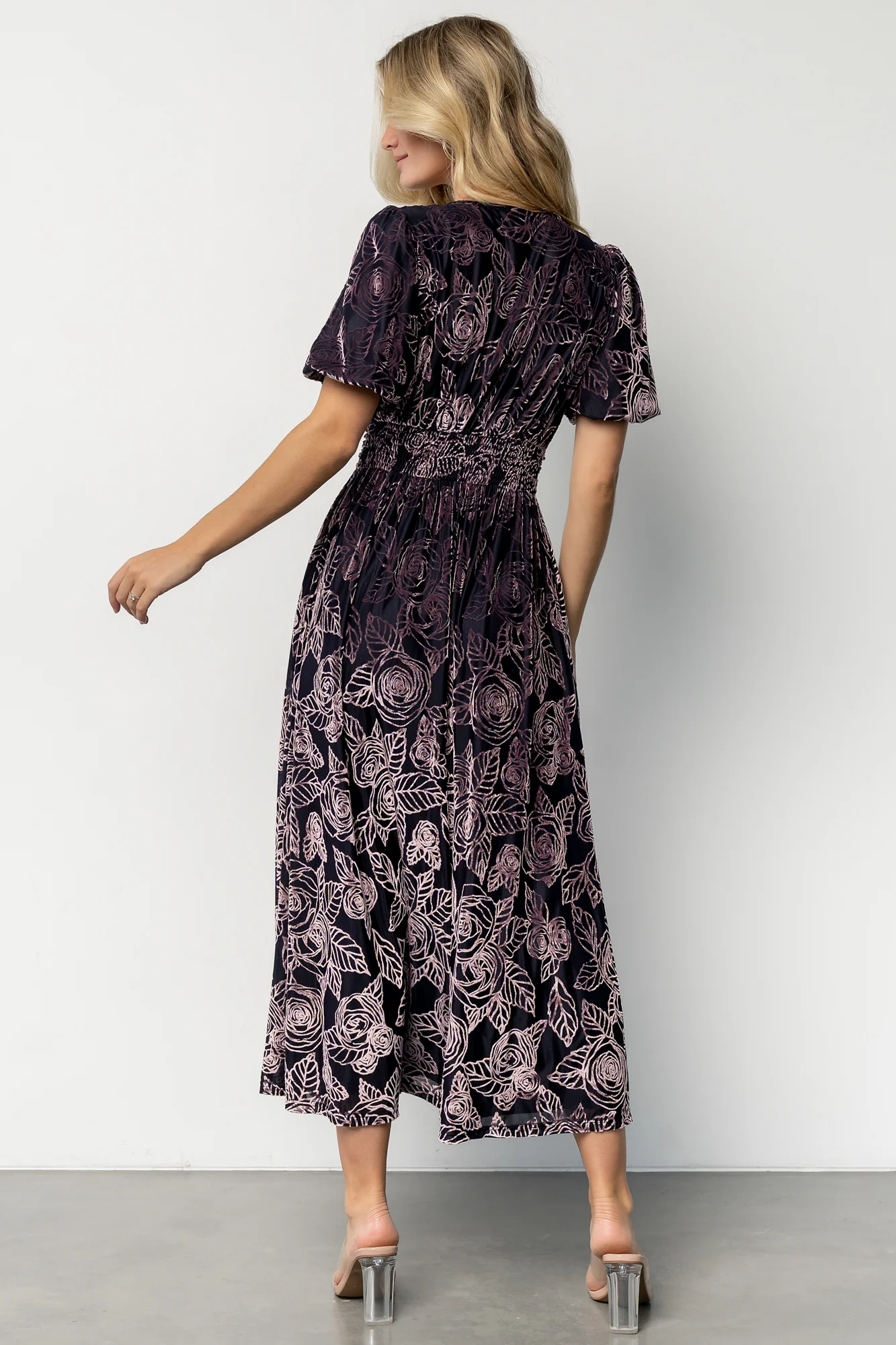 Dahlia Velvet Dress | Indigo + Purple Floral