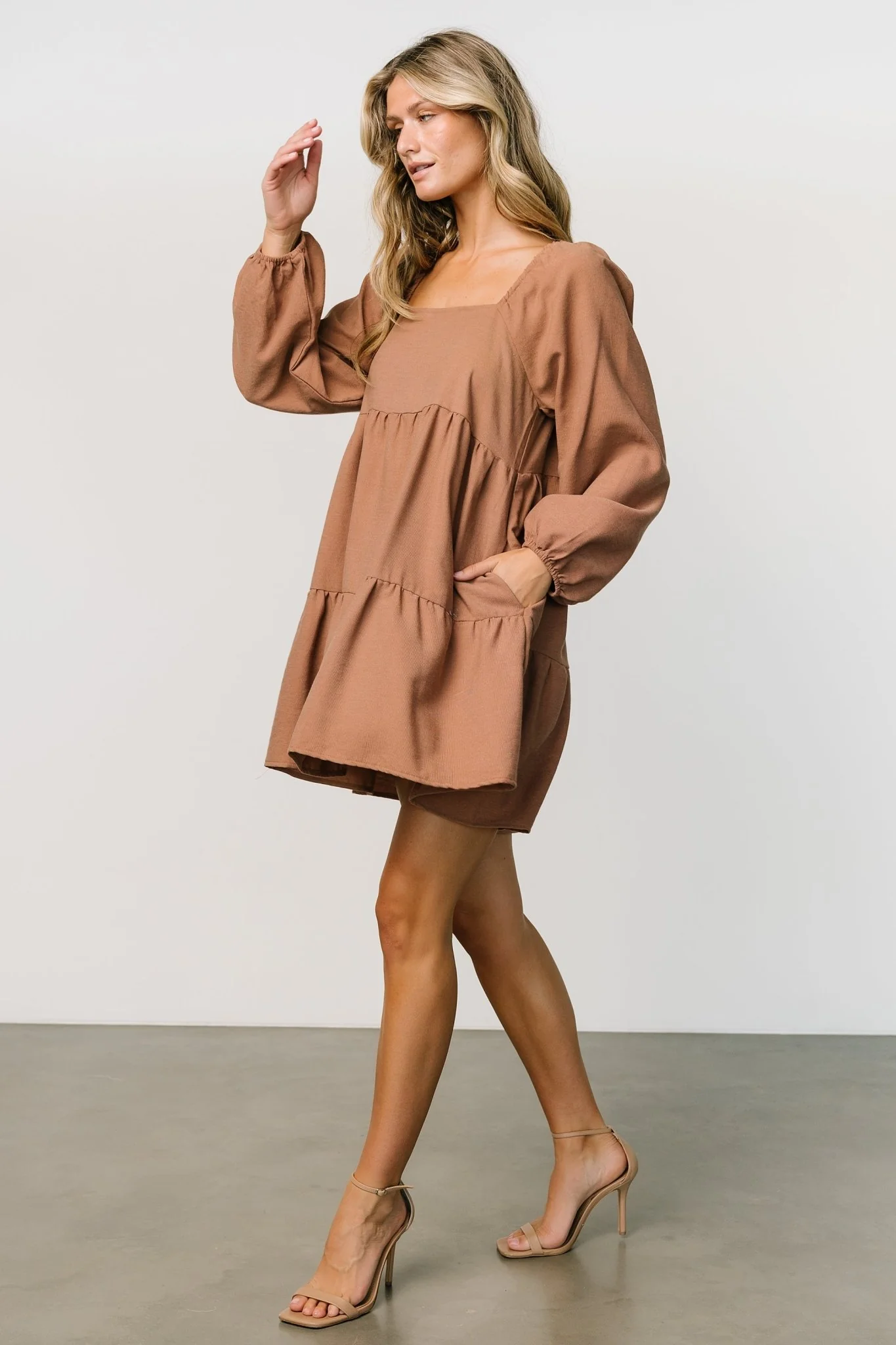 Selena Tiered Mini Dress | Dusty Mauve