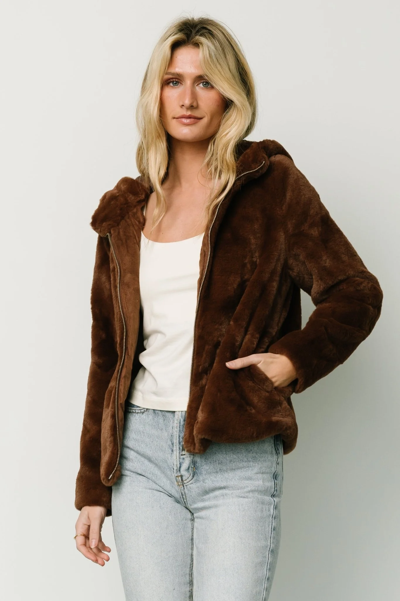 Leeds Faux Fur Jacket | Brown