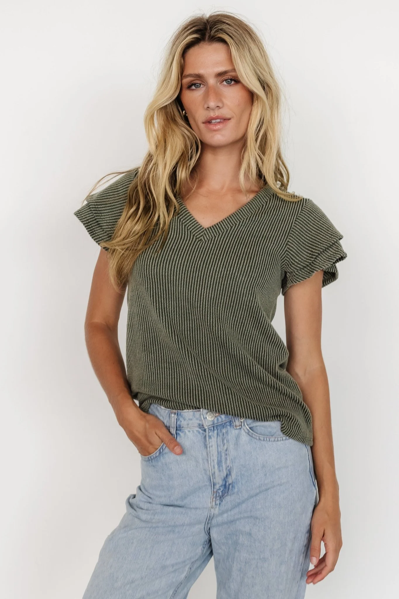 Lianna Ribbed Top | Olive