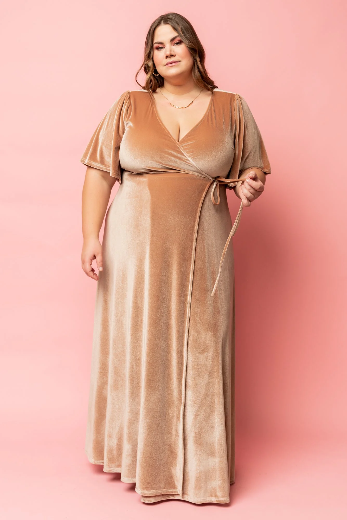 Meghan Velvet Wrap Maxi Dress | Champagne