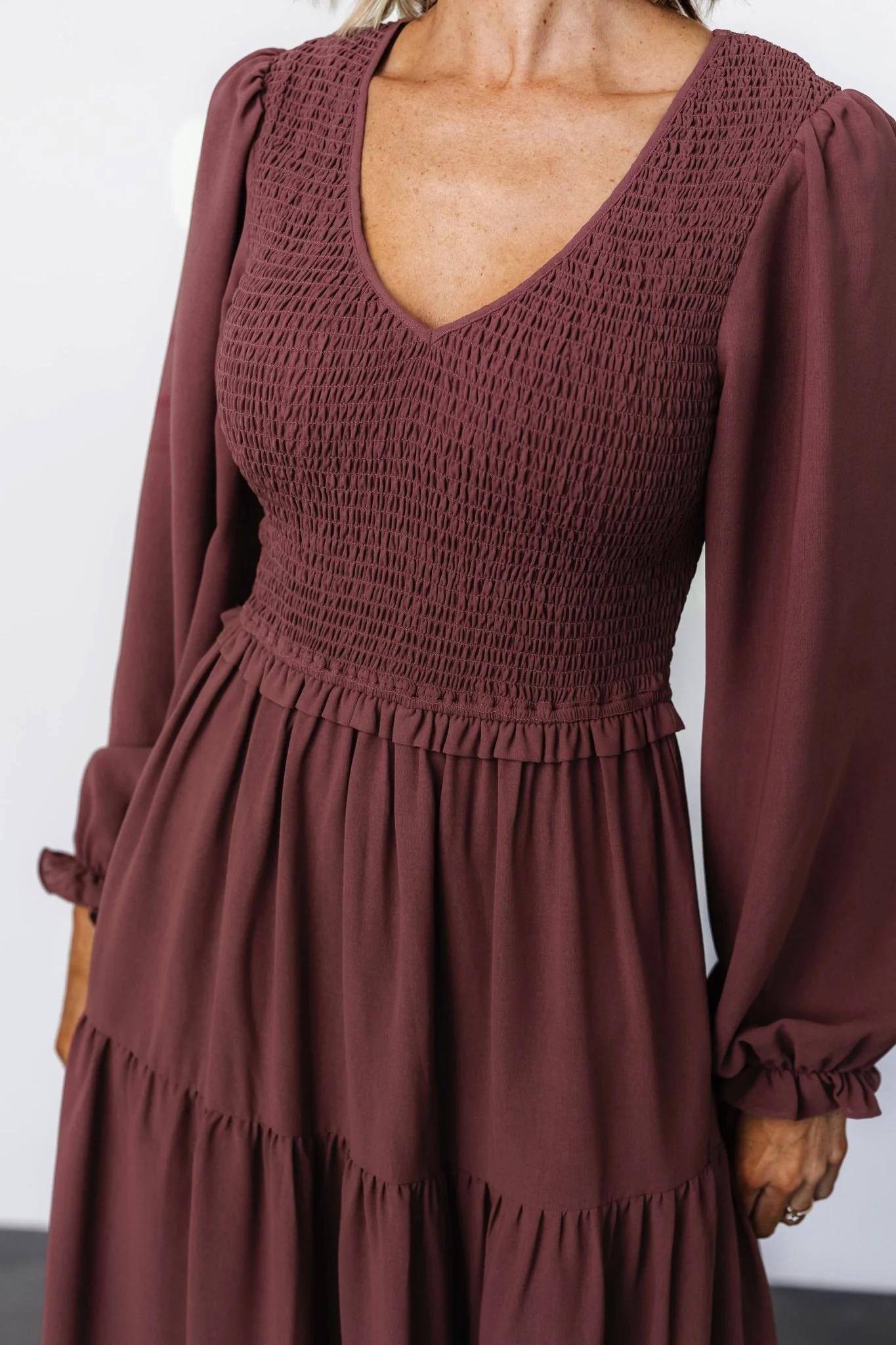 Endsley Smocked Midi Dress | Mauve