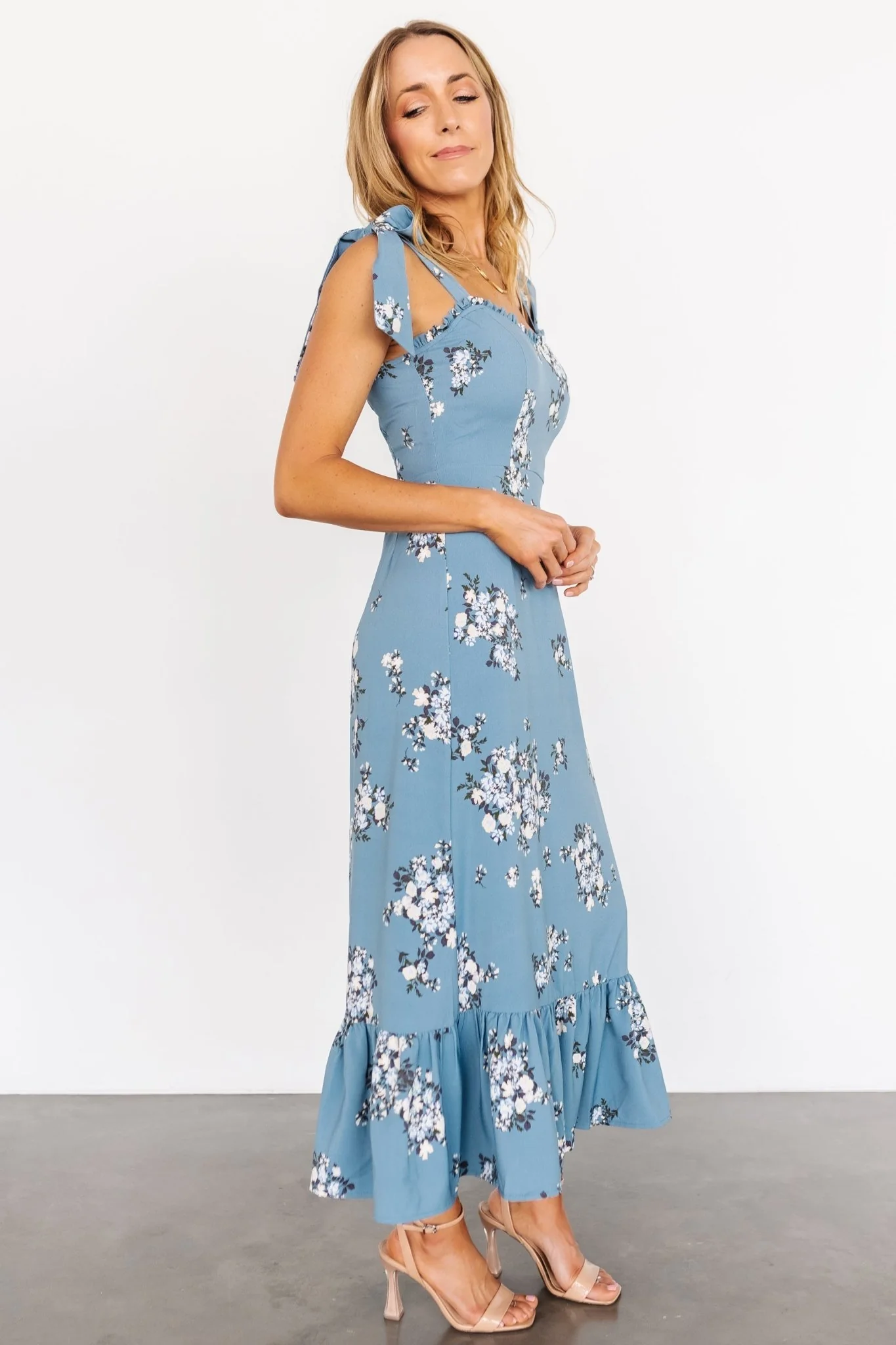Krissy Midi Dress | Dusty Blue Floral
