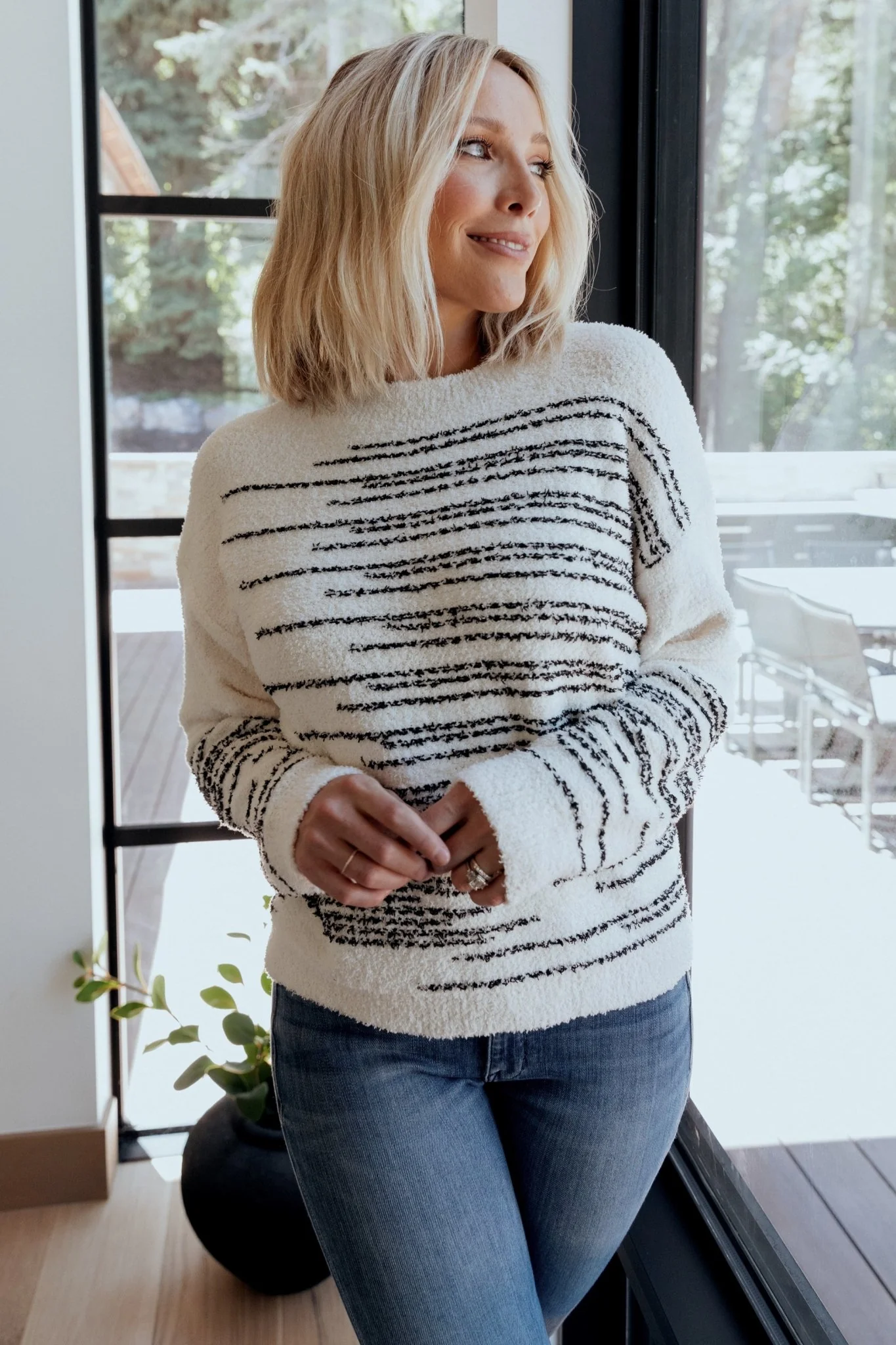 Jubes Geo Sweater | Black + Cream