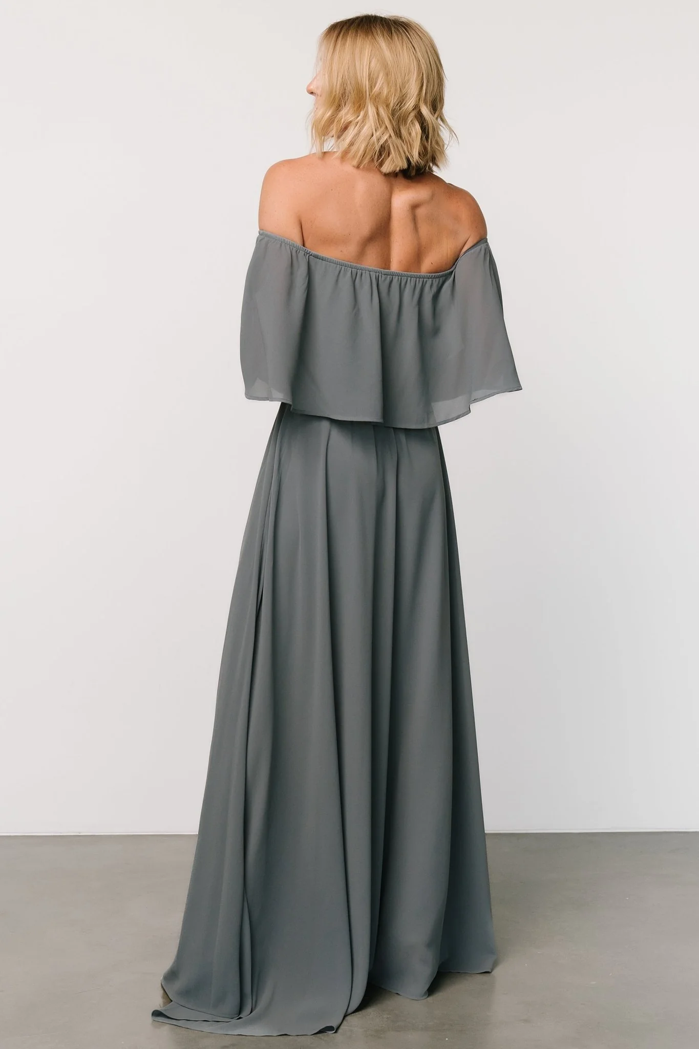 Sonia Off Shoulder Maxi Dress | Dusty Blue