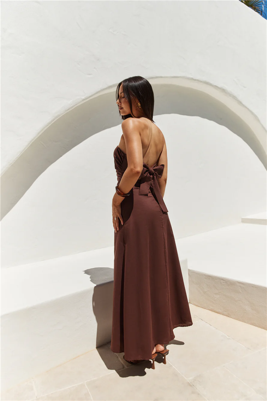Yasmin Strapless Maxi Dress Brown