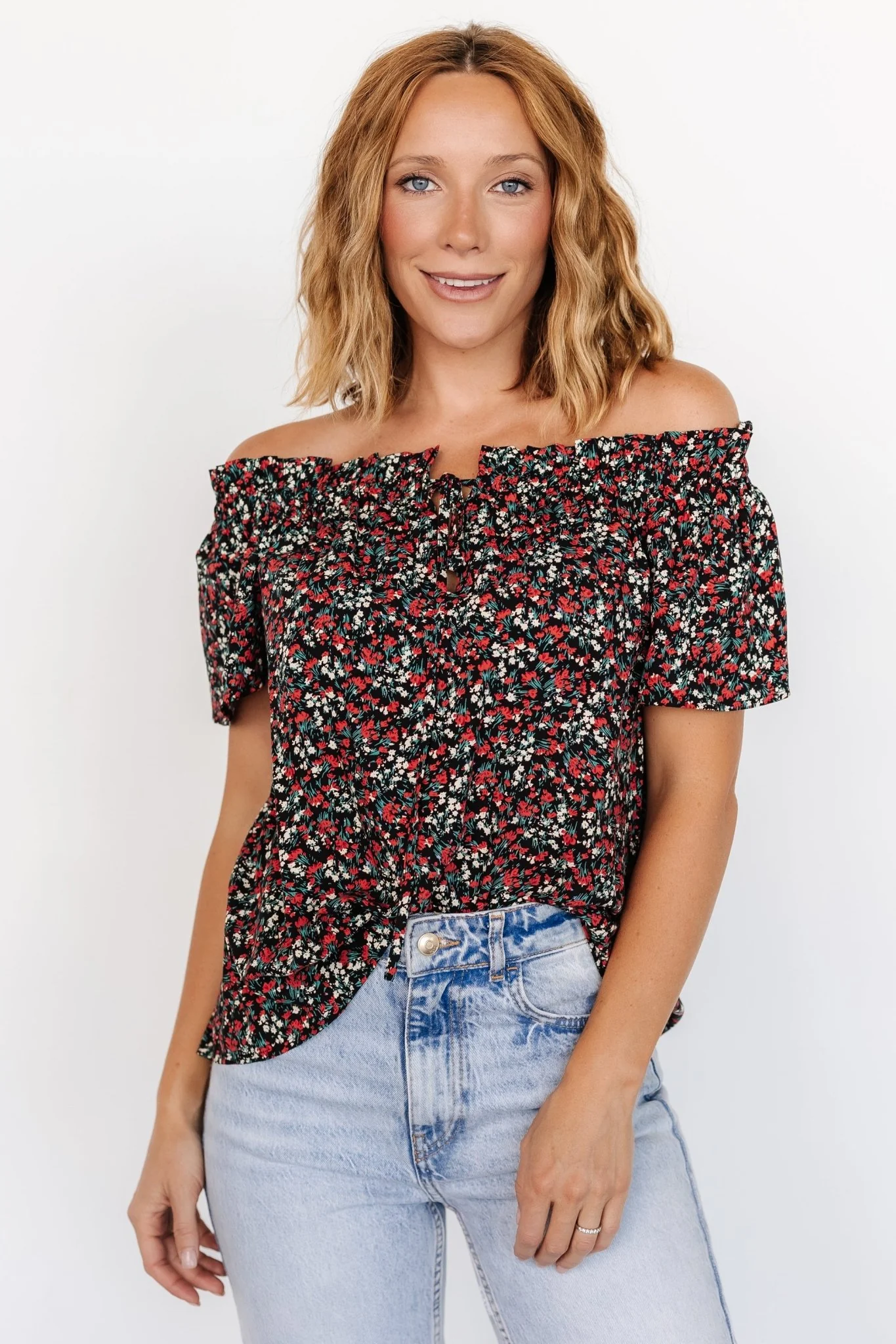 Jude Boho Top | Black + Red