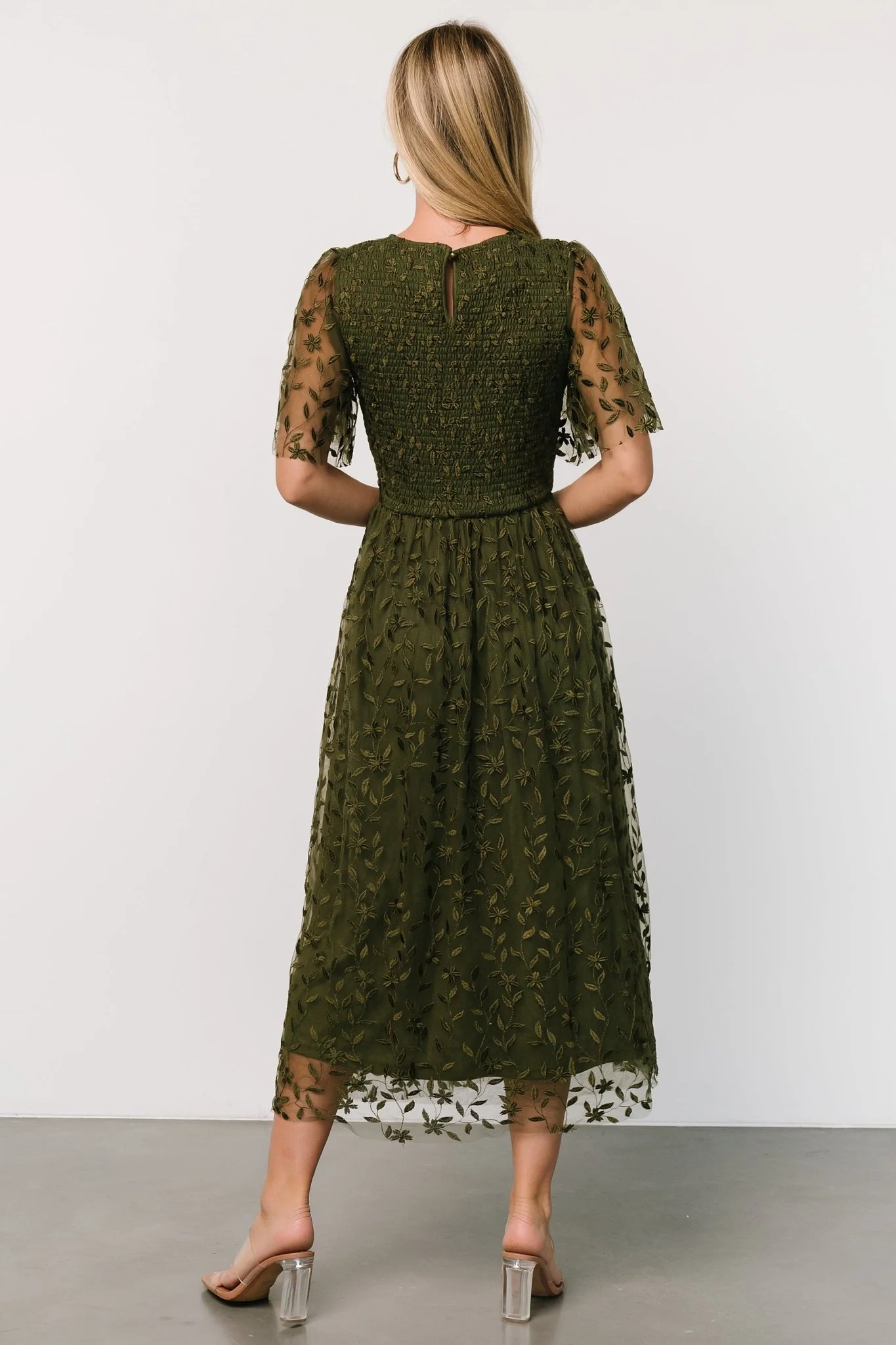 Kendra Embroidered Dress | Olive