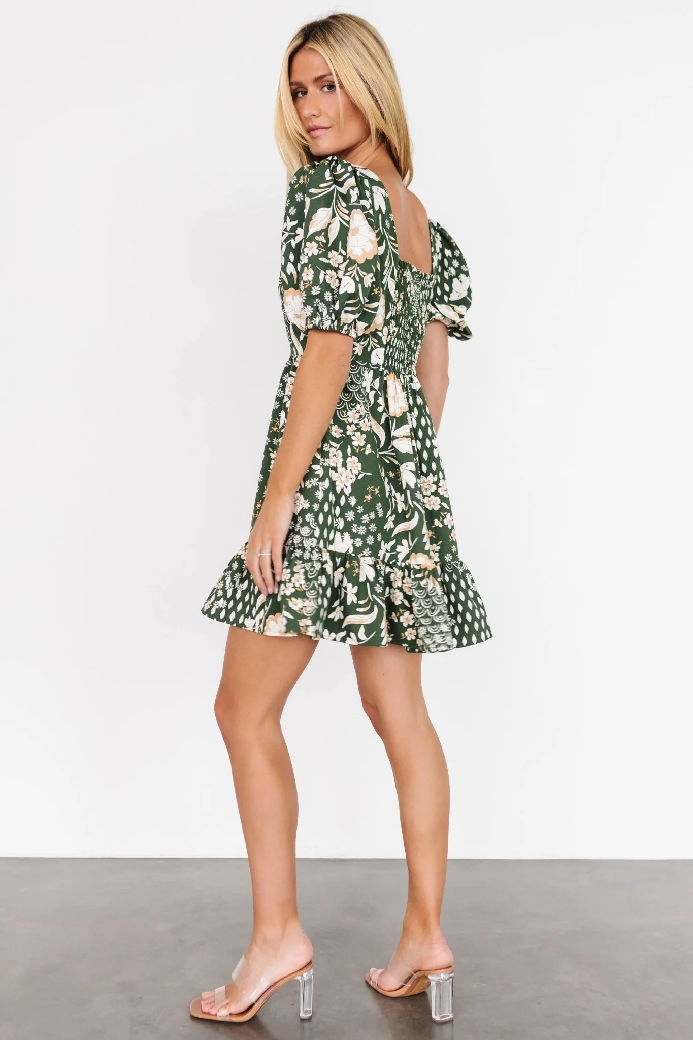 Clea Sweetheart Mini Dress | Olive Multi