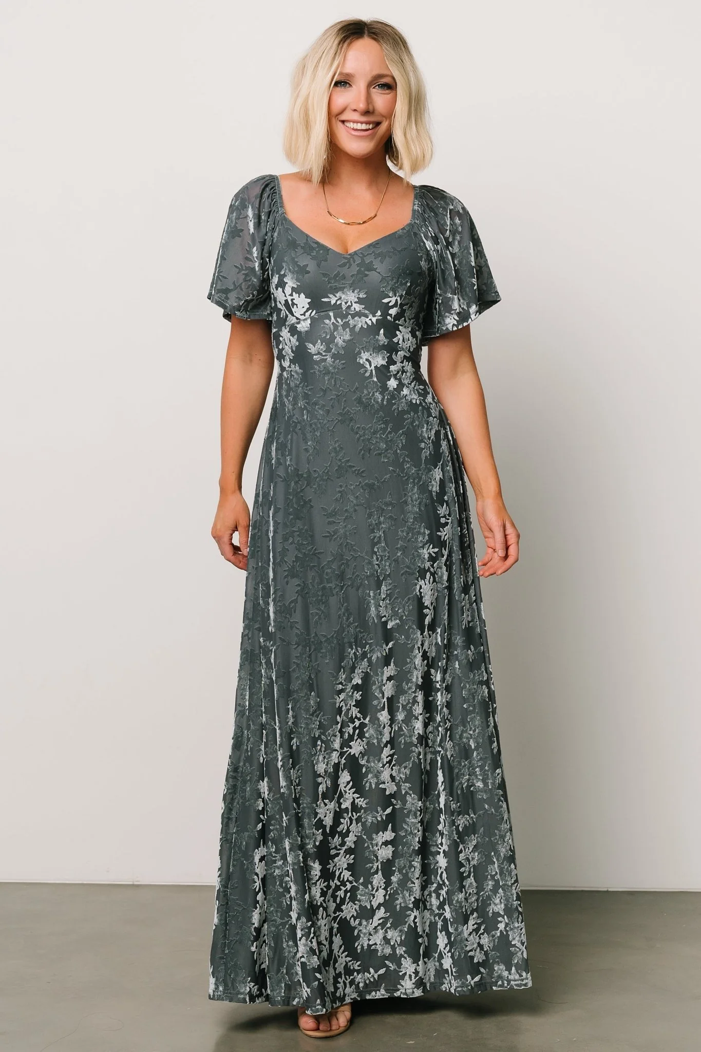 Everley Velvet Maxi Dress | Dusty Blue